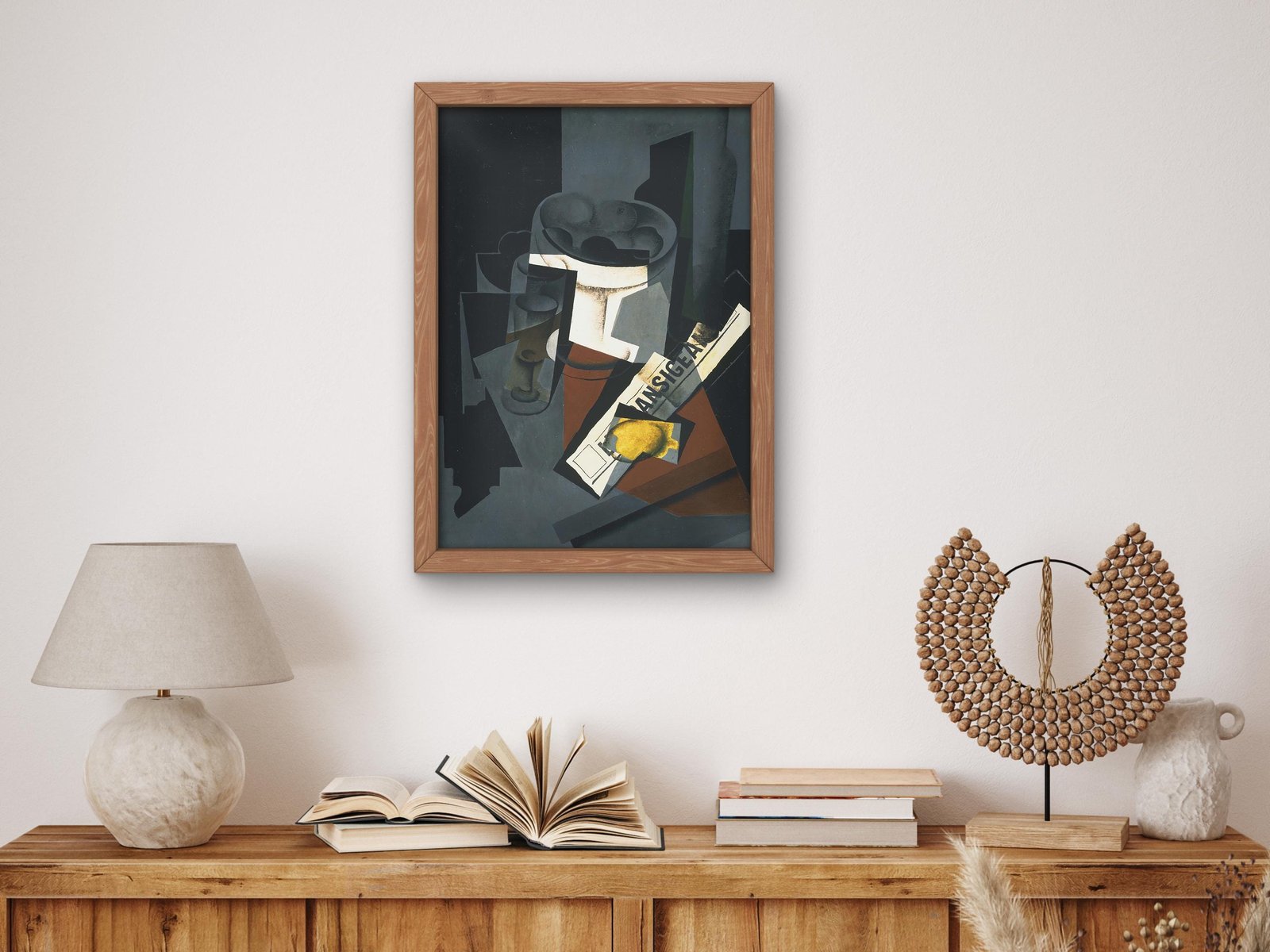 Still Life with Newspaper by Juan Gris, 1916, Cubism and Abstract Art, fine art print