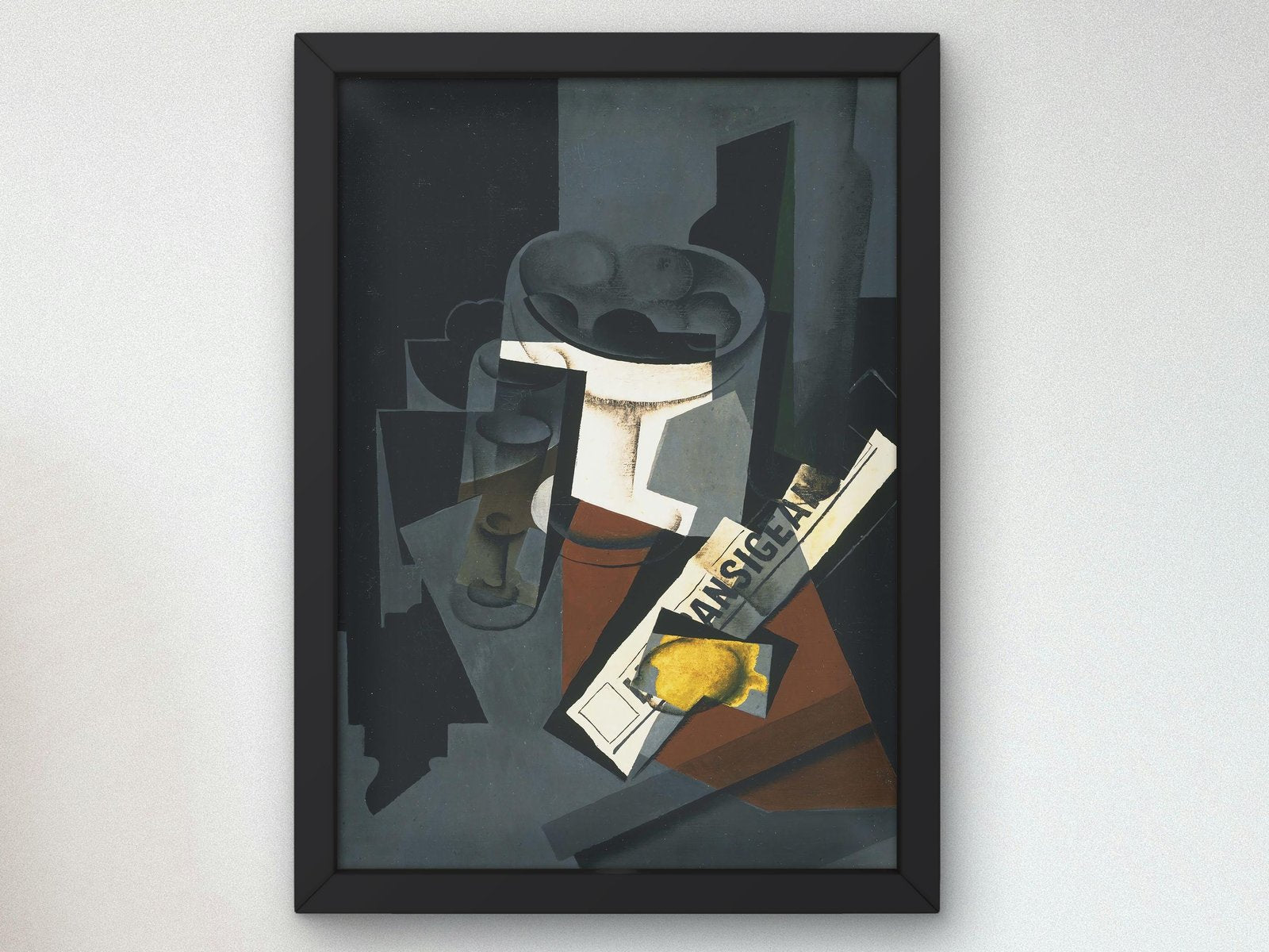 Still Life with Newspaper by Juan Gris, 1916, Cubism and Abstract Art, fine art print