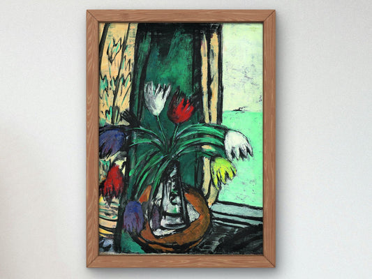 Still Life with Tulips and View of the Sea by Max Beckmann, 1938, Expressionism and Fauvism, fine art print