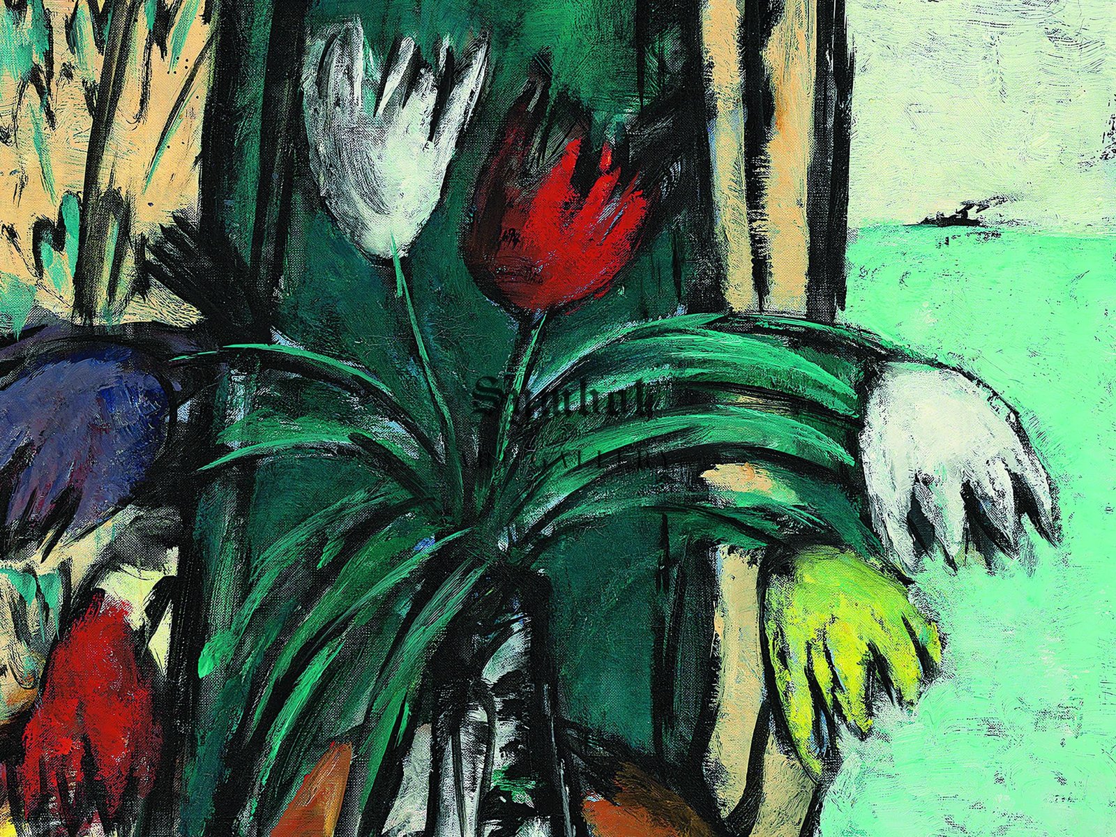 Still Life with Tulips and View of the Sea by Max Beckmann, 1938, Expressionism and Fauvism, fine art print