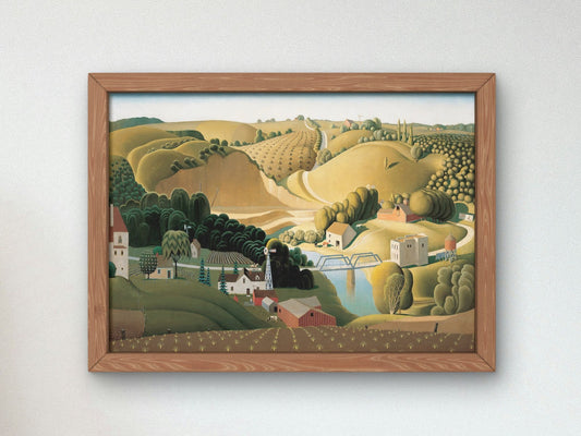 Stone City Iowa by Grant Wood, 1930, Art Deco and American Modernism, fine art print