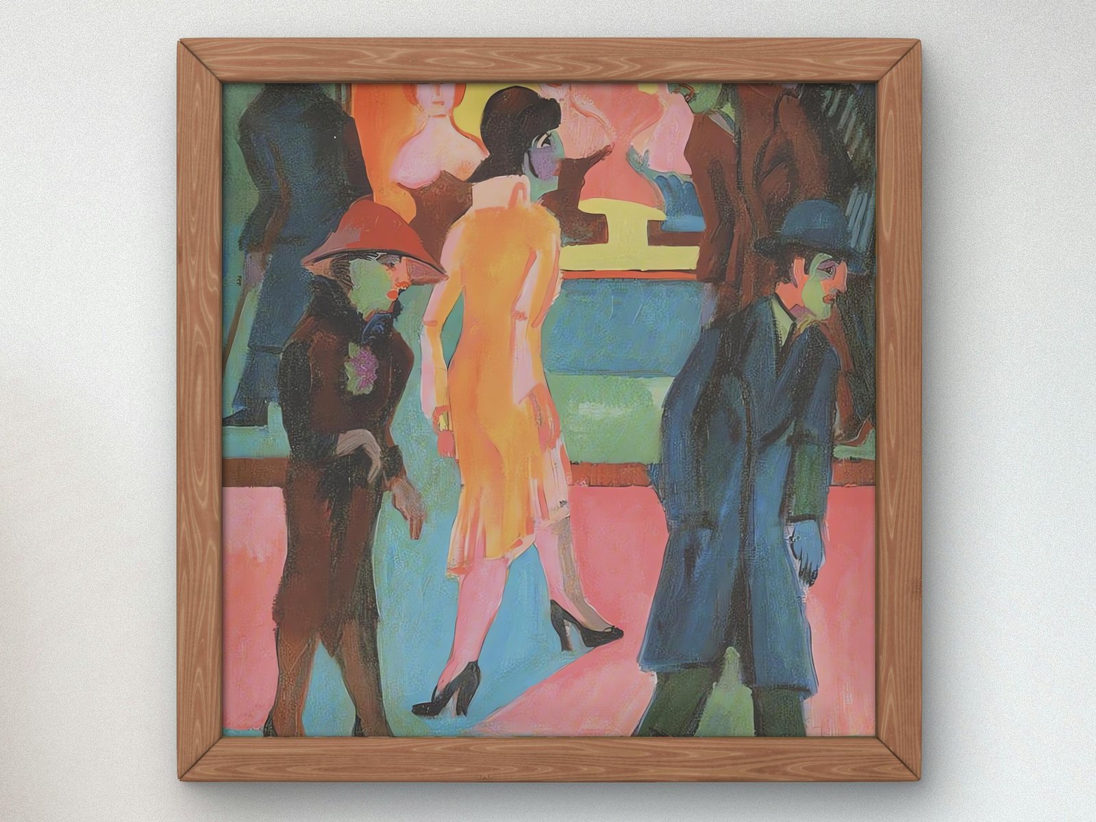 Street Scene in Front of a Barbershop by Ernst Ludwig Kirchner, 1914, Expressionism and Fauvism, fine art print