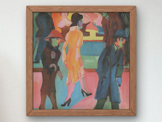 Street Scene in Front of a Barbershop by Ernst Ludwig Kirchner, 1914, Expressionism and Fauvism, fine art print