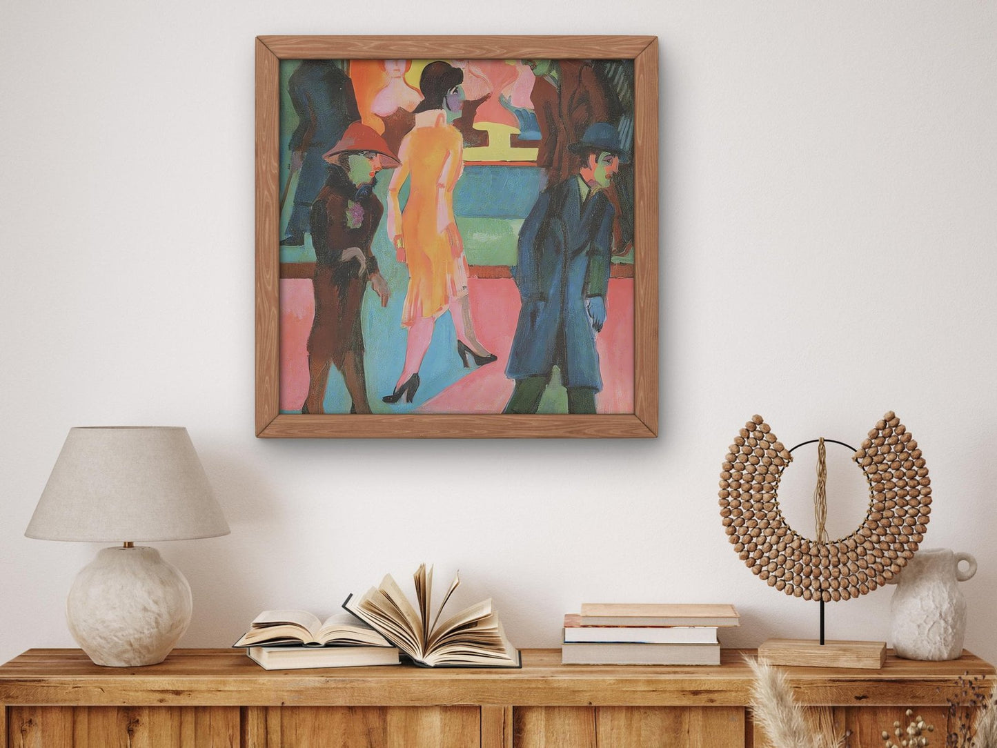 Street Scene in Front of a Barbershop by Ernst Ludwig Kirchner, 1914, Expressionism and Fauvism, fine art print