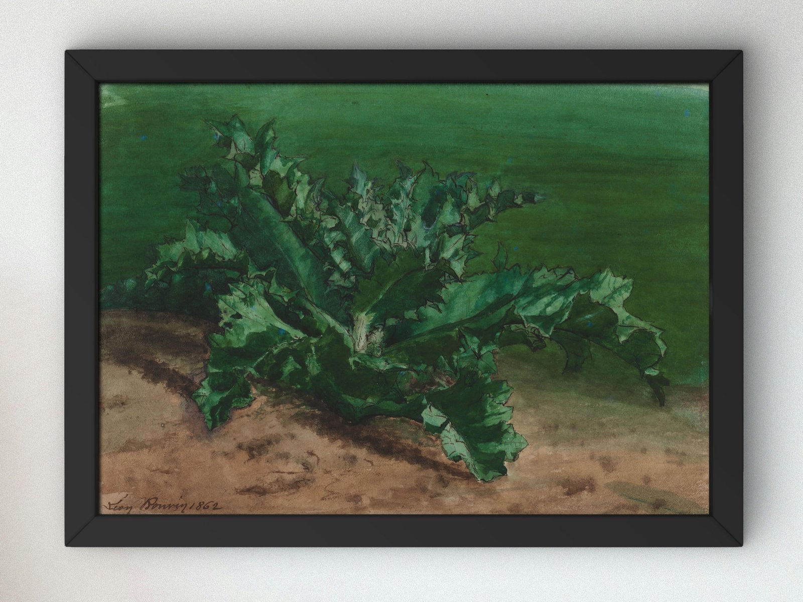 Study of a Plant Possibly Thistle by Leon Bonvin, 1862, Botanical and Nature Illustration, fine art print