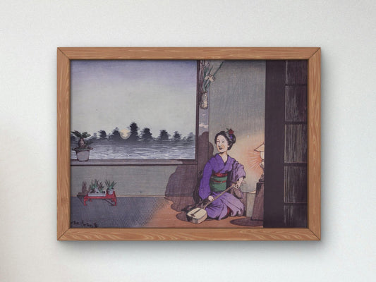 Summer Moon of Imado by Kobayashi Kiyochika, 1881, Japanese Woodblock Prints, fine art print
