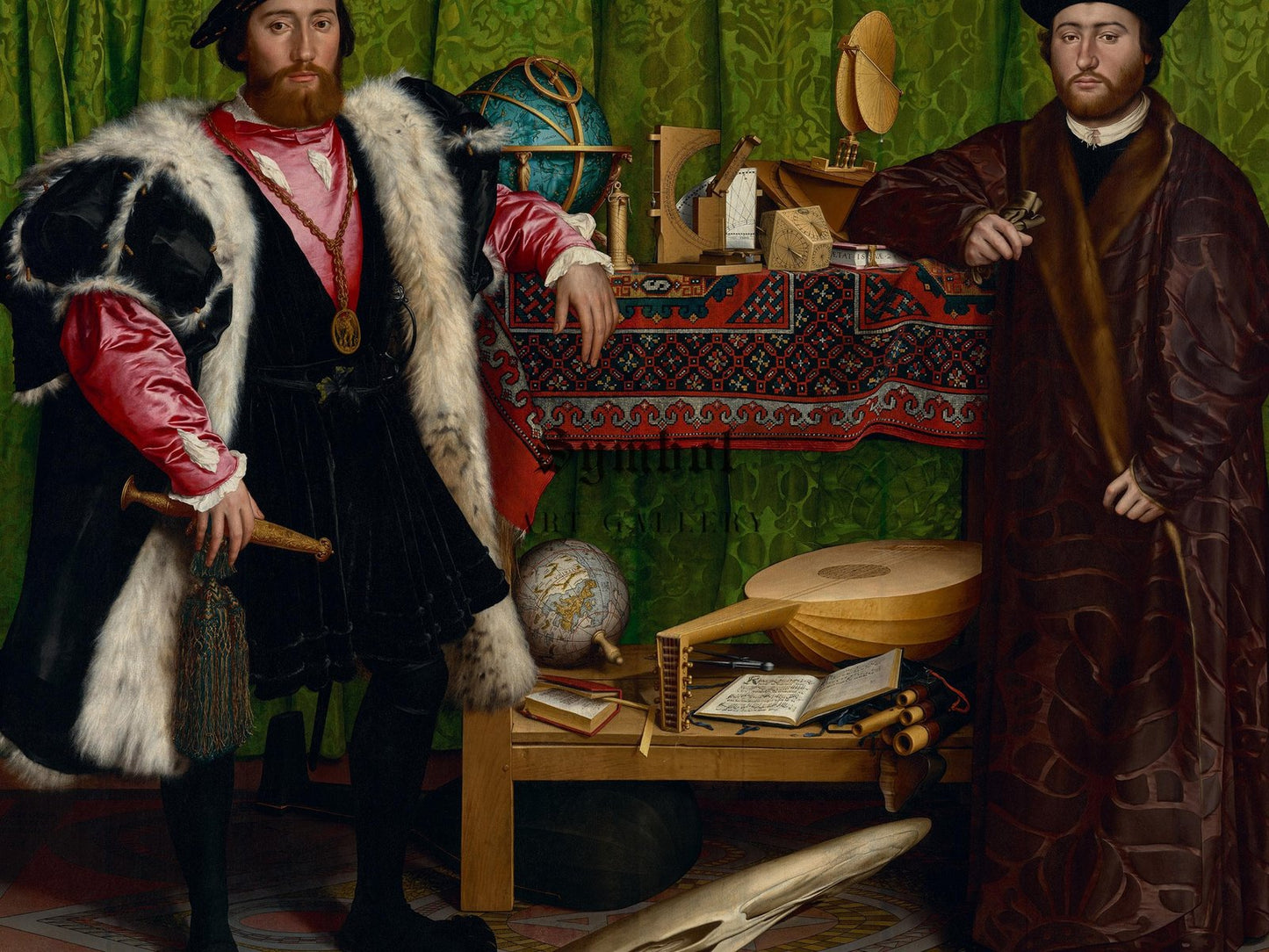 The Ambassadors by Hans Holbein the Younger, 1533, Renaissance, fine art print