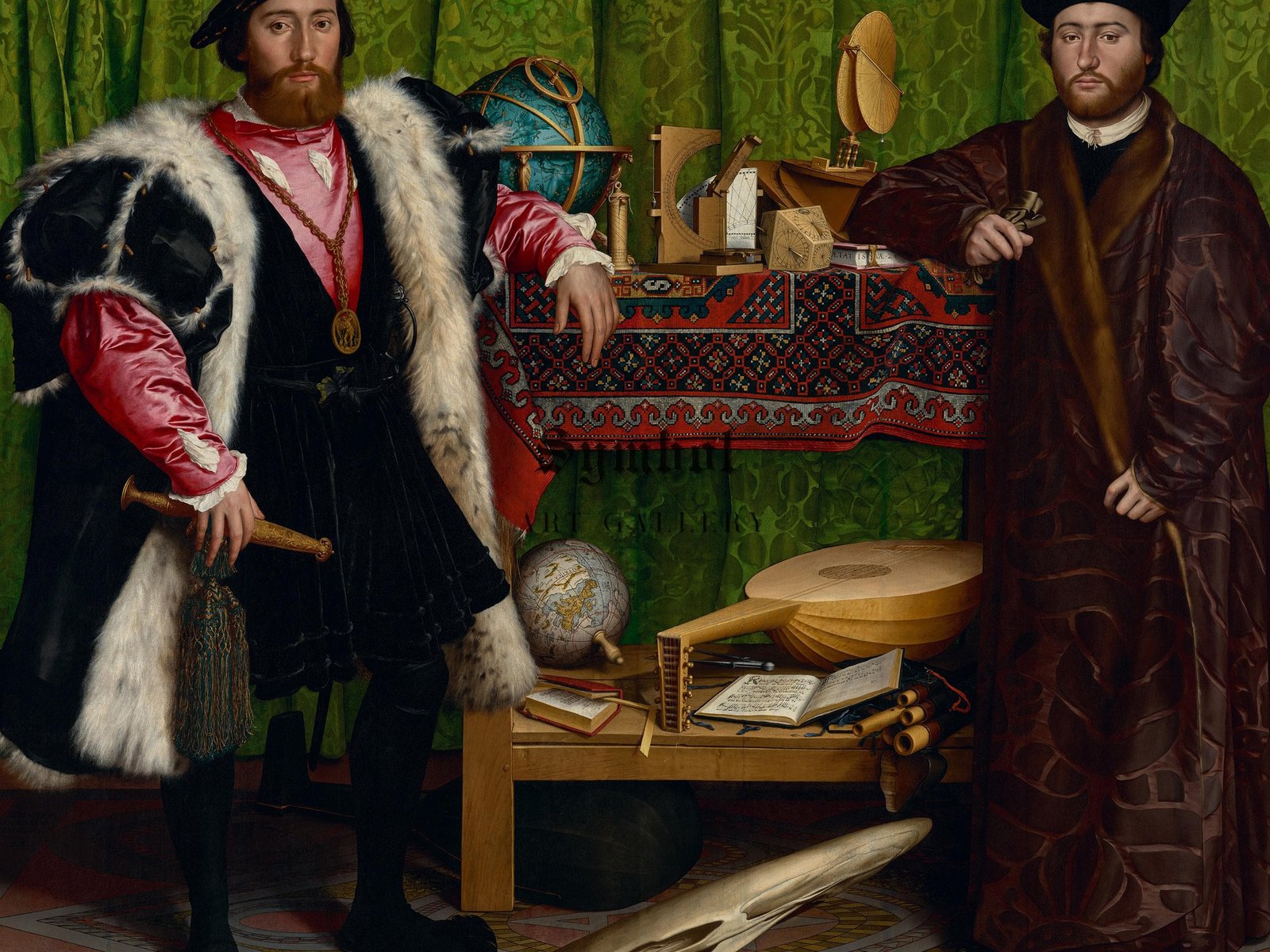 The Ambassadors by Hans Holbein the Younger, 1533, Renaissance, fine art print