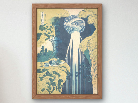 The Amida Falls in the Far Reaches of the Kisokaido Road by Hokusai, 1827, Japanese Woodblock Prints, fine art print