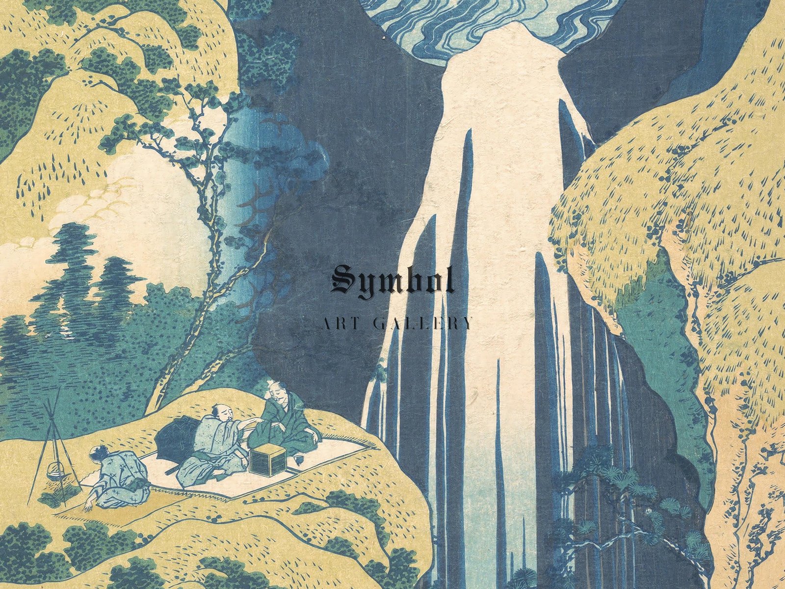 The Amida Falls in the Far Reaches of the Kisokaido Road by Hokusai, 1827, Japanese Woodblock Prints, fine art print