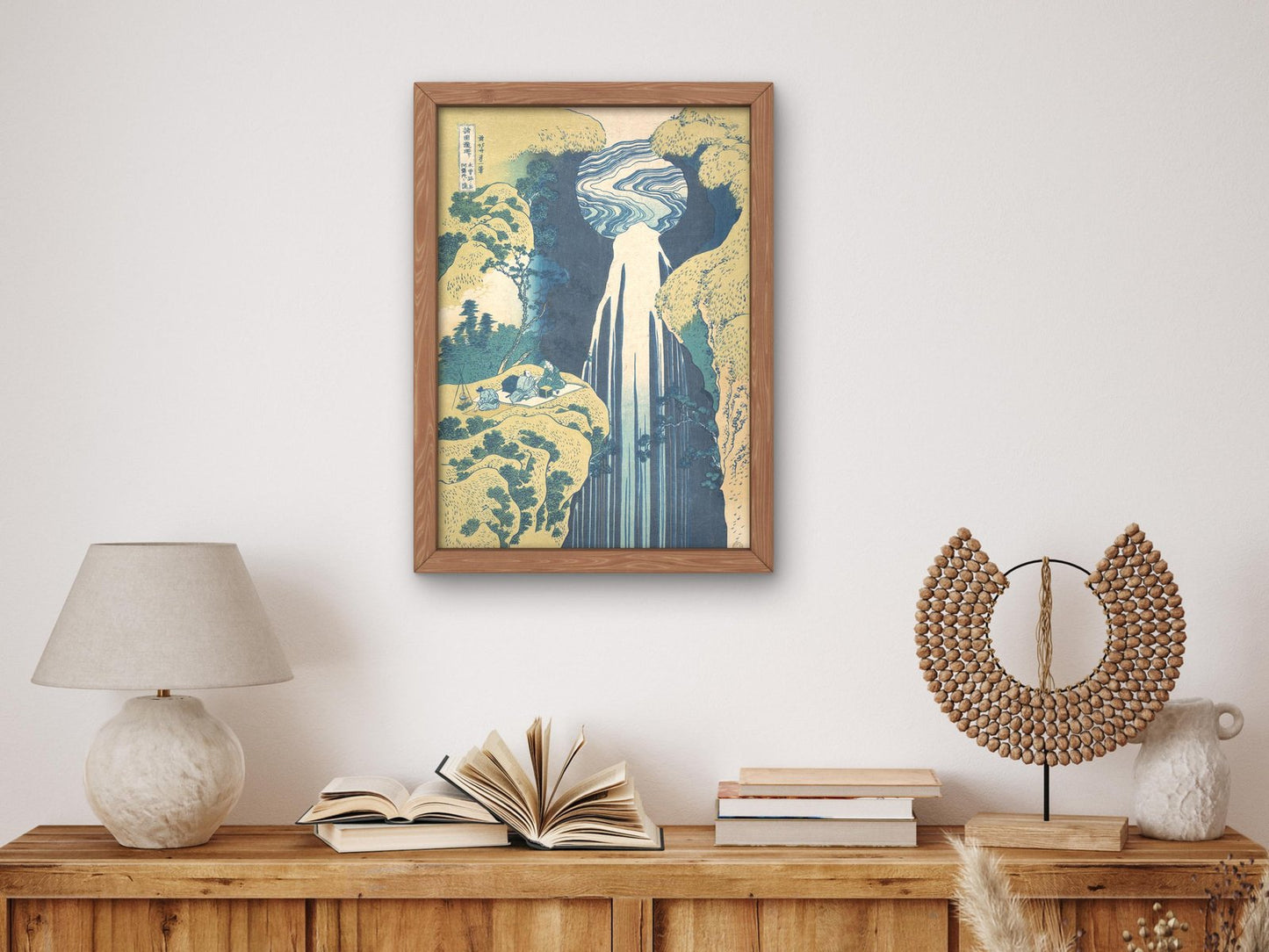 The Amida Falls in the Far Reaches of the Kisokaido Road by Hokusai, 1827, Japanese Woodblock Prints, fine art print