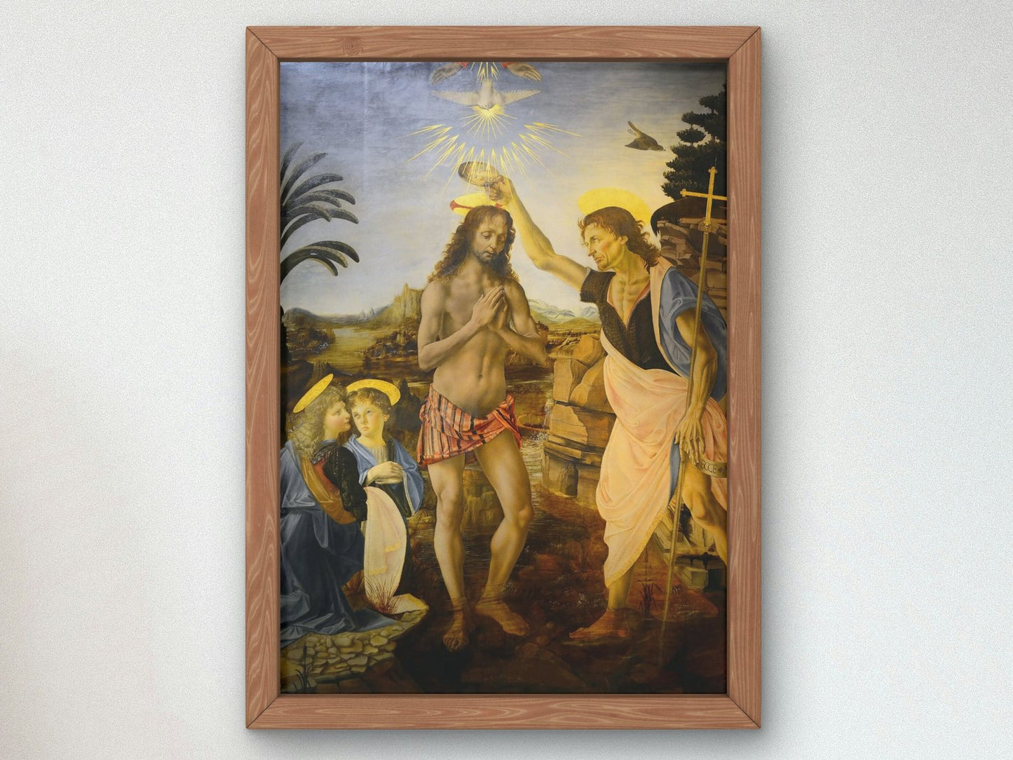 The Baptism of Christ by Leonardo da Vinci, 1472, Renaissance, fine art print