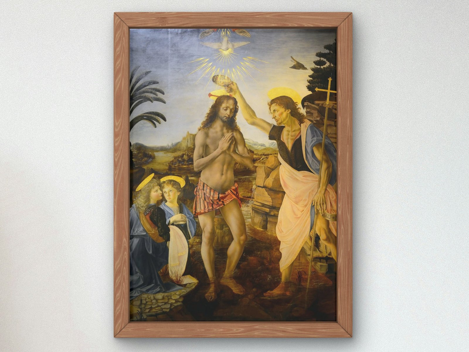 The Baptism of Christ by Leonardo da Vinci, 1472, Renaissance, fine art print