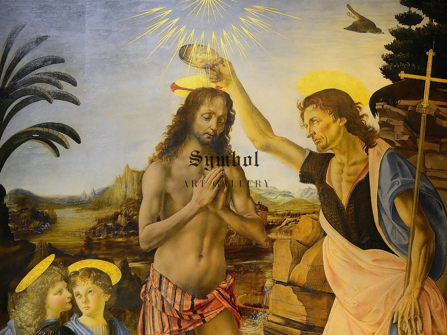 The Baptism of Christ by Leonardo da Vinci, 1472, Renaissance, fine art print