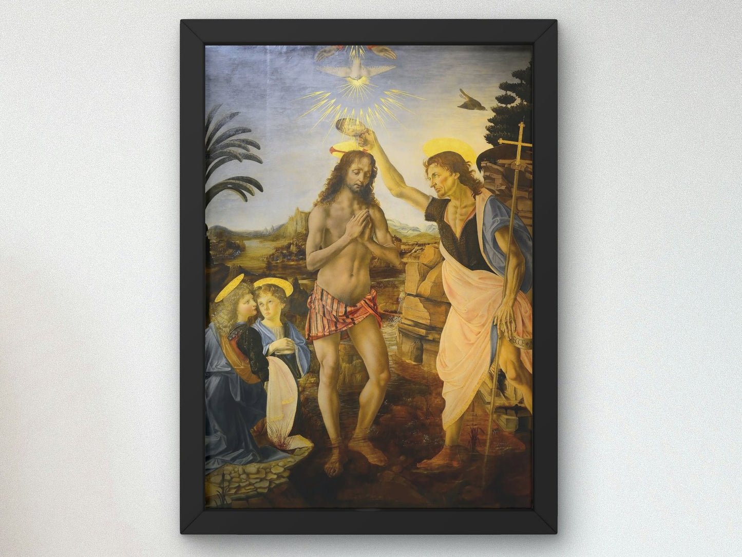 The Baptism of Christ by Leonardo da Vinci, 1472, Renaissance, fine art print