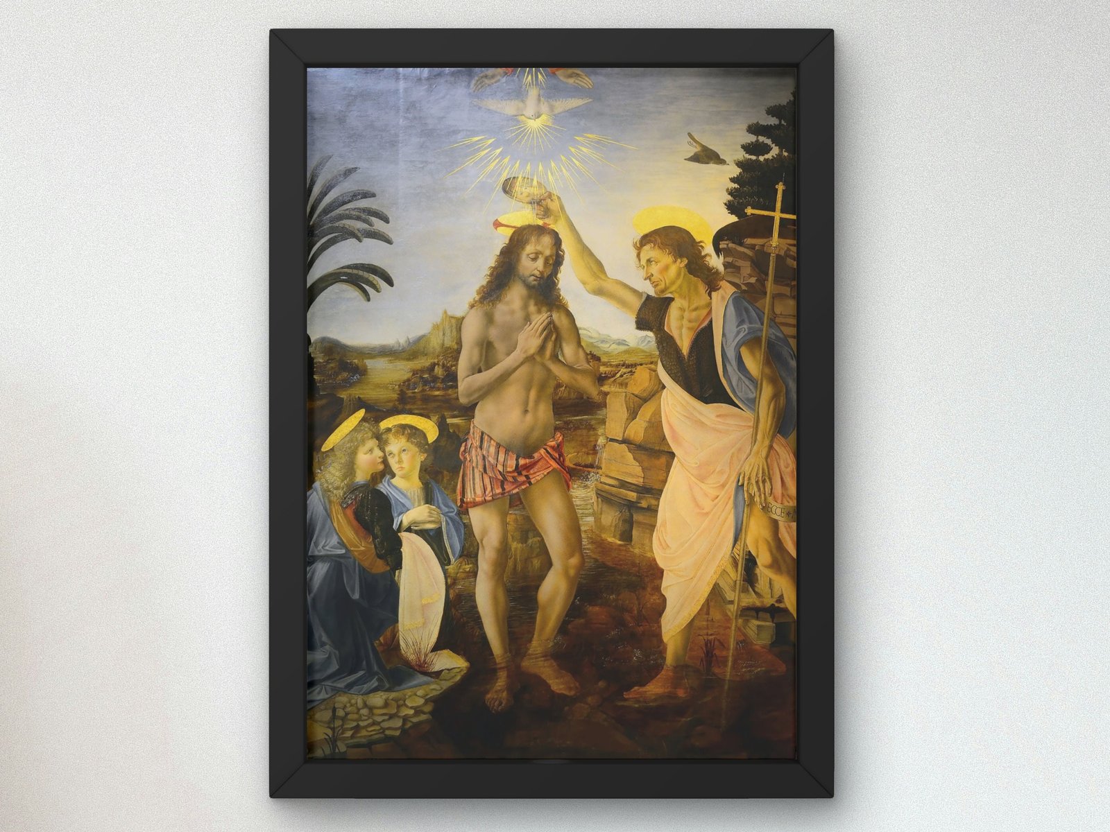 The Baptism of Christ by Leonardo da Vinci, 1472, Renaissance, fine art print