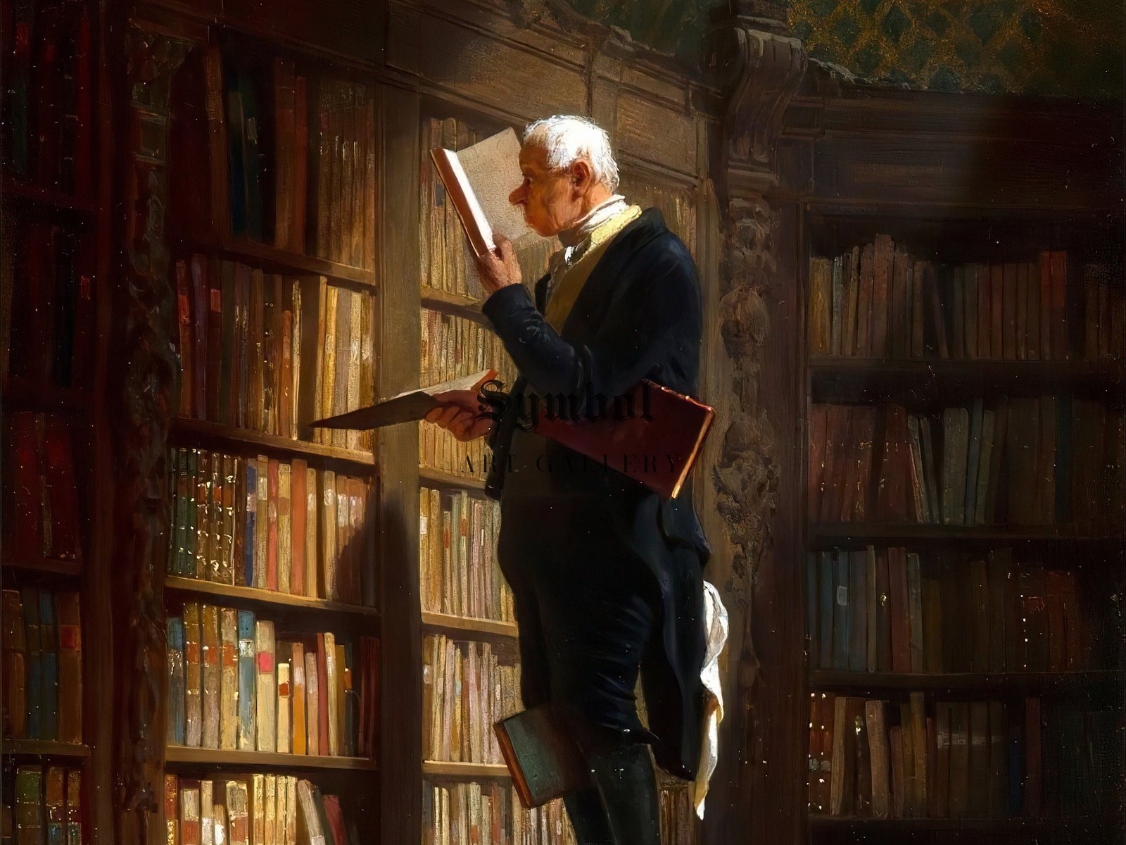 The Bookworm by Carl Spitzweg, 1850, Realism and Naturalism, fine art print