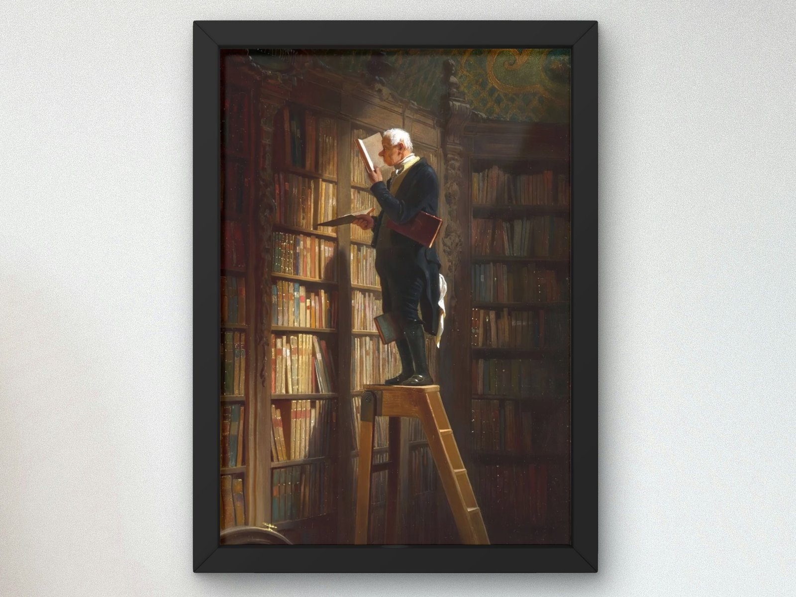 The Bookworm by Carl Spitzweg, 1850, Realism and Naturalism, fine art print