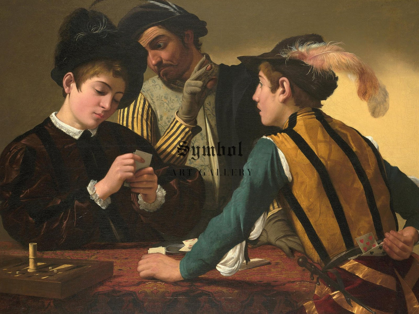 The Cardsharps by Caravaggio, 1595, Baroque and Chiaroscuro, fine art print