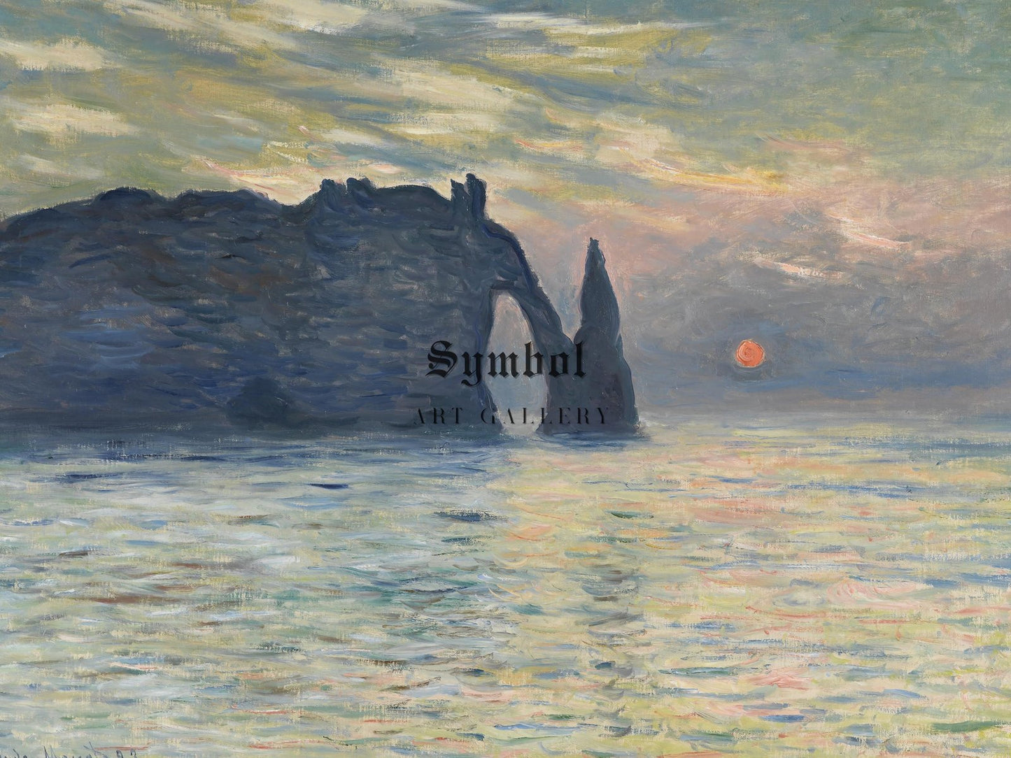The Cliff Étretat Sunset by Claude Monet, 1883, Impressionism, fine art print