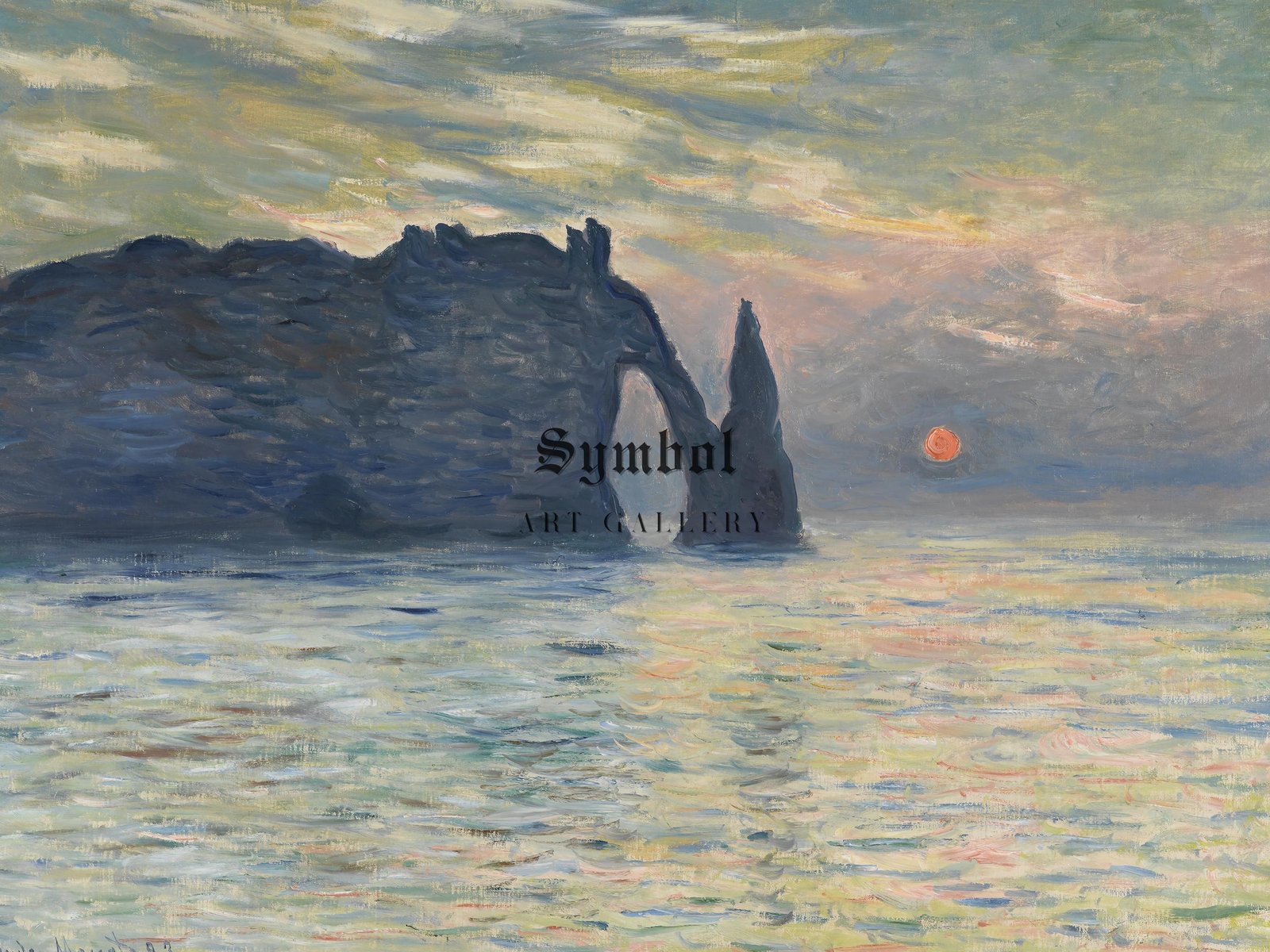 The Cliff Étretat Sunset by Claude Monet, 1883, Impressionism, fine art print
