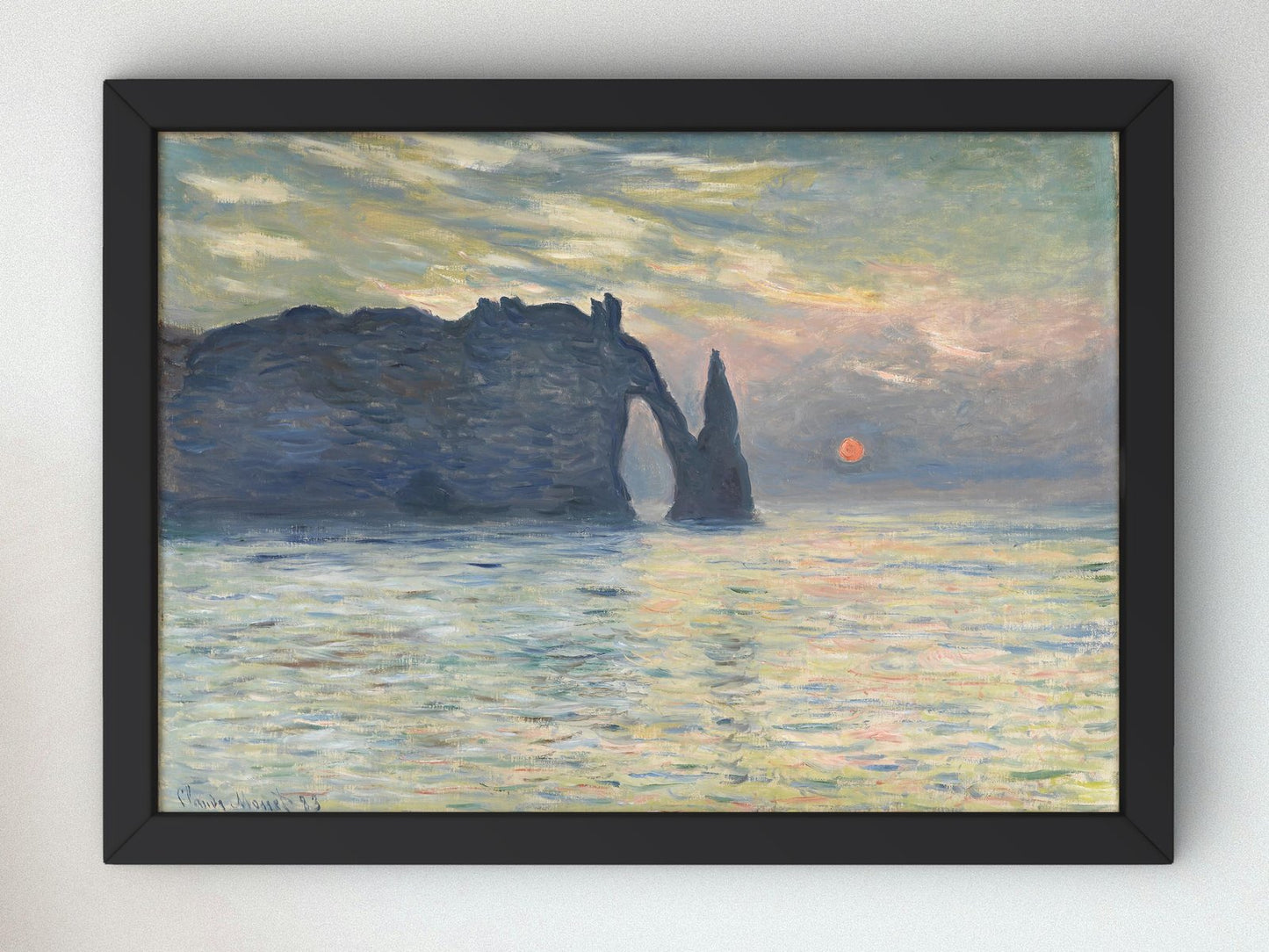 The Cliff Étretat Sunset by Claude Monet, 1883, Impressionism, fine art print