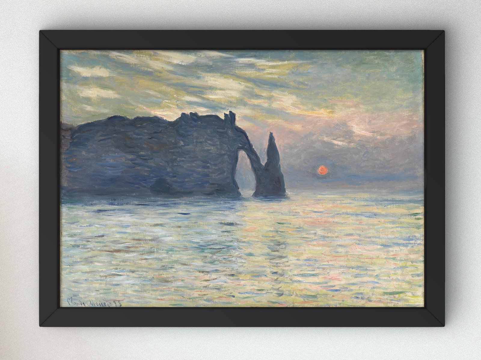 The Cliff Étretat Sunset by Claude Monet, 1883, Impressionism, fine art print