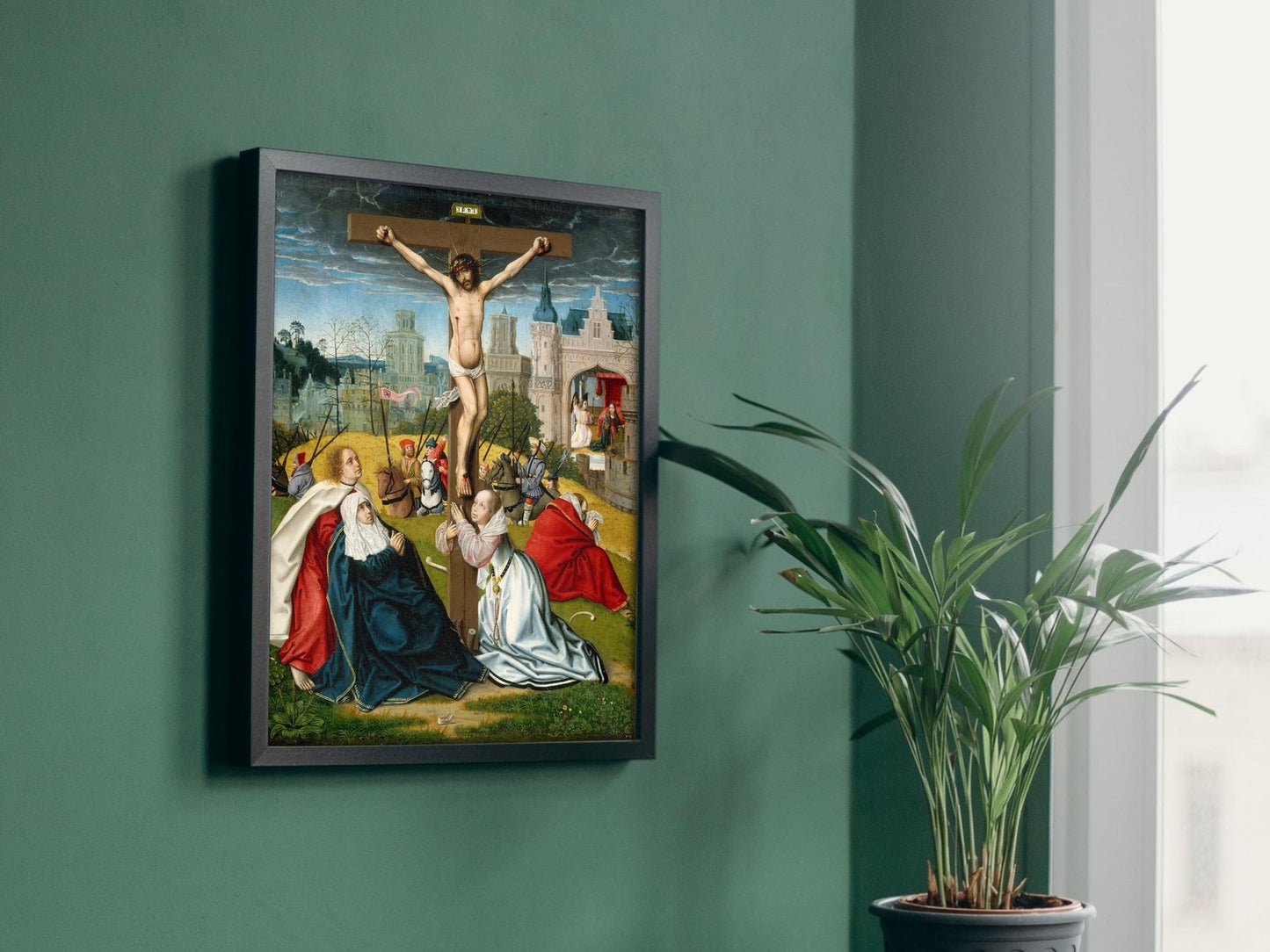 The Crucifixion by Circle of Jan Provoost, 1495, Renaissance, fine art print