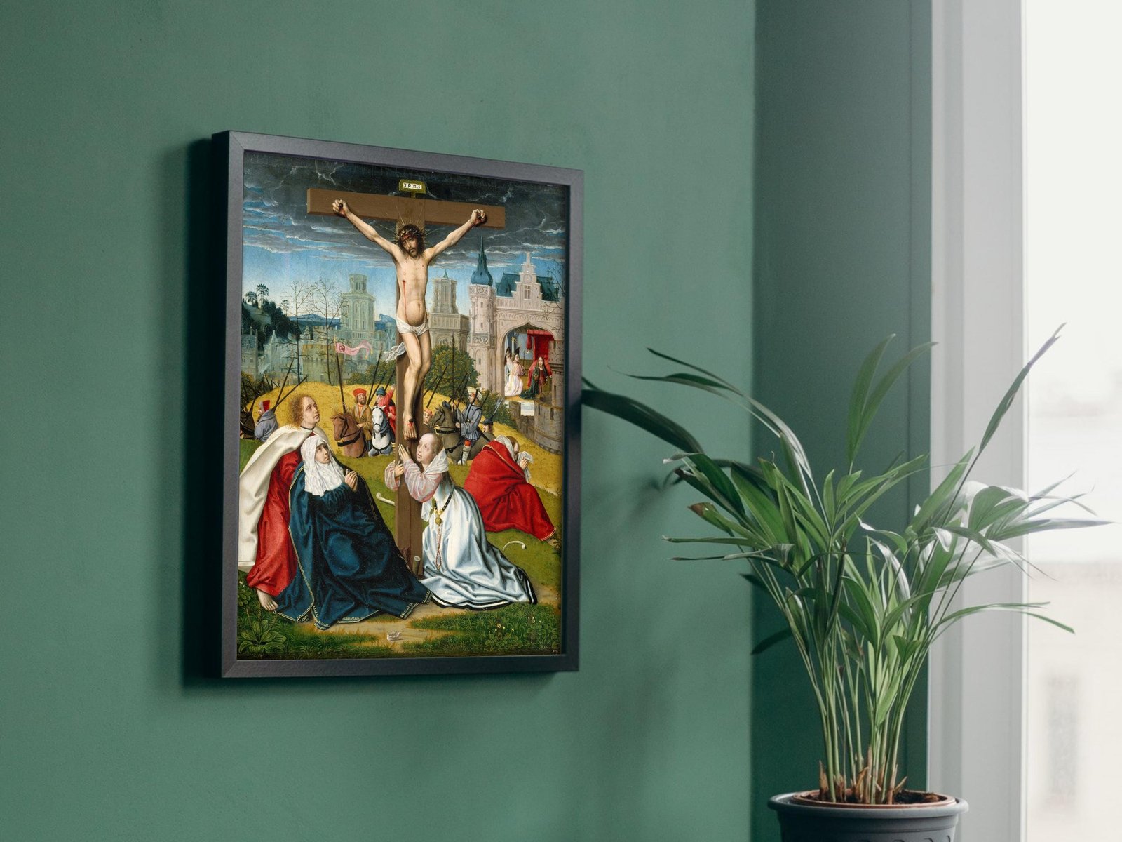 The Crucifixion by Circle of Jan Provoost, 1495, Renaissance, fine art print