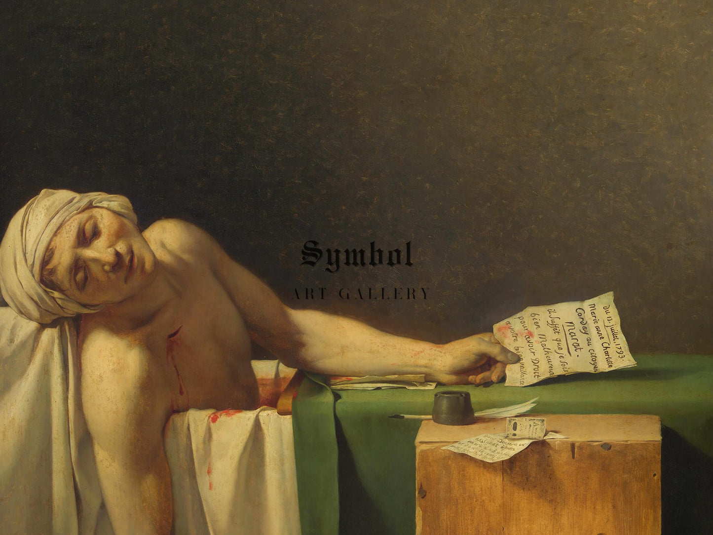 The Death of Marat by Jacques-Louis David, 1793, Rococo and Neoclassicism, fine art print
