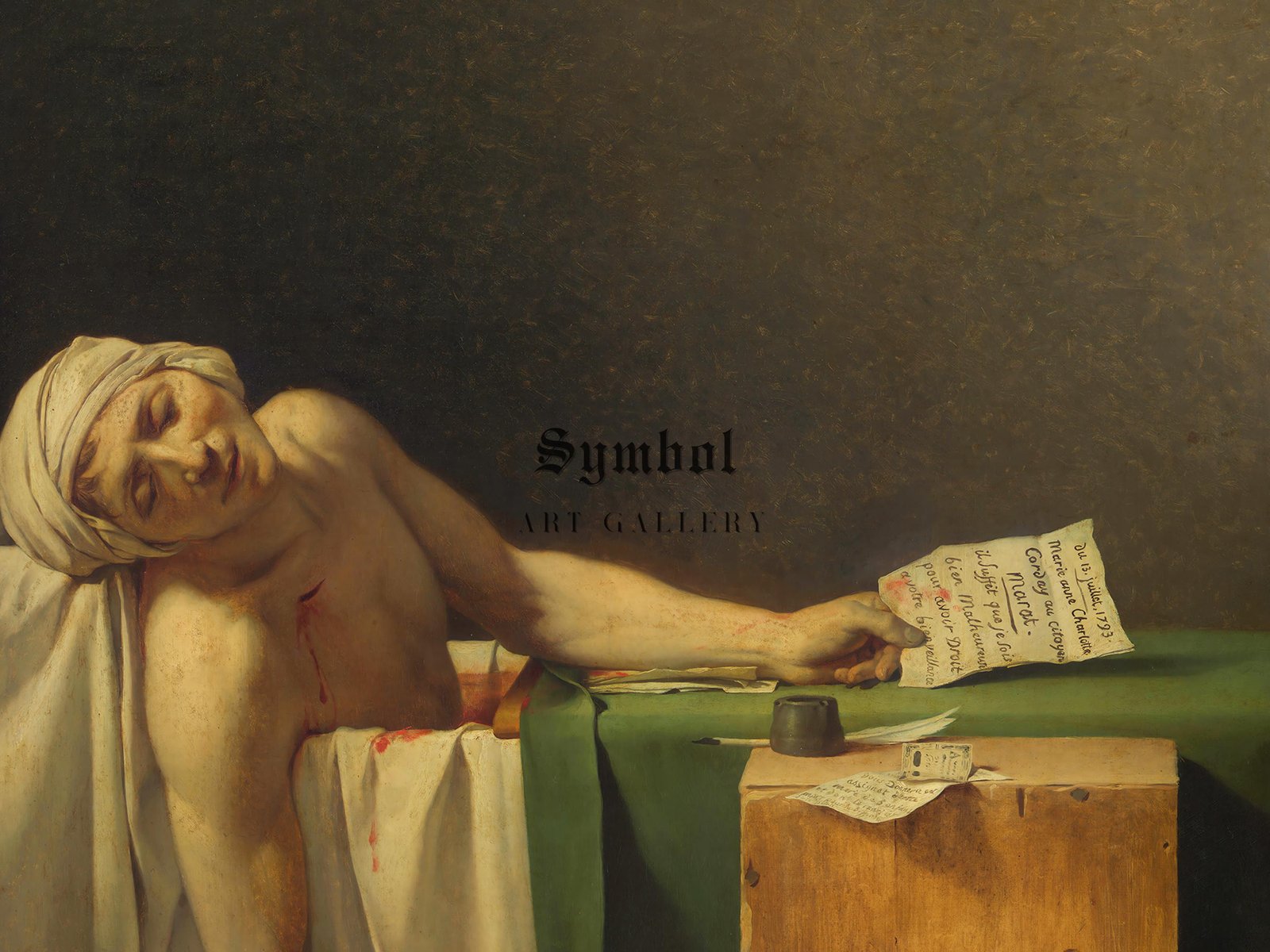 The Death of Marat by Jacques-Louis David, 1793, Rococo and Neoclassicism, fine art print