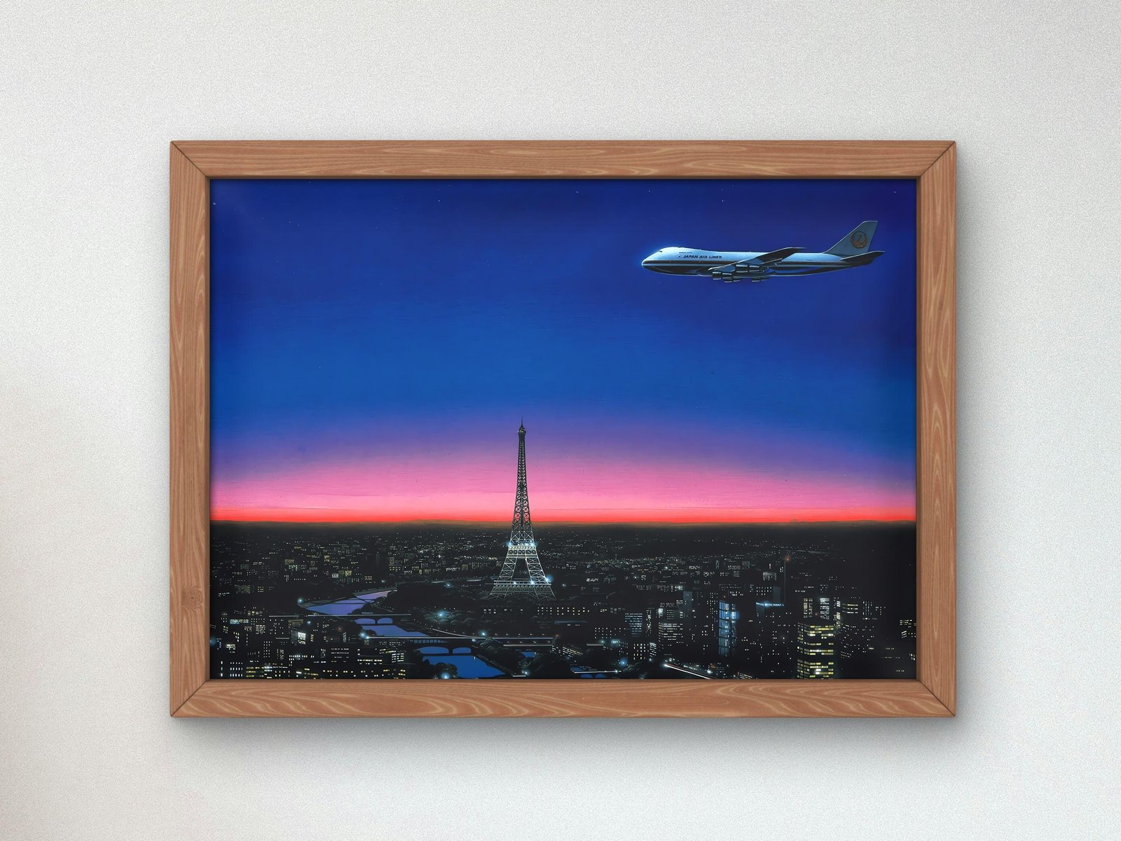 The Eiffel Tower by Hiroshi Nagai, contemporary vaporwave synthwave, fine art print
