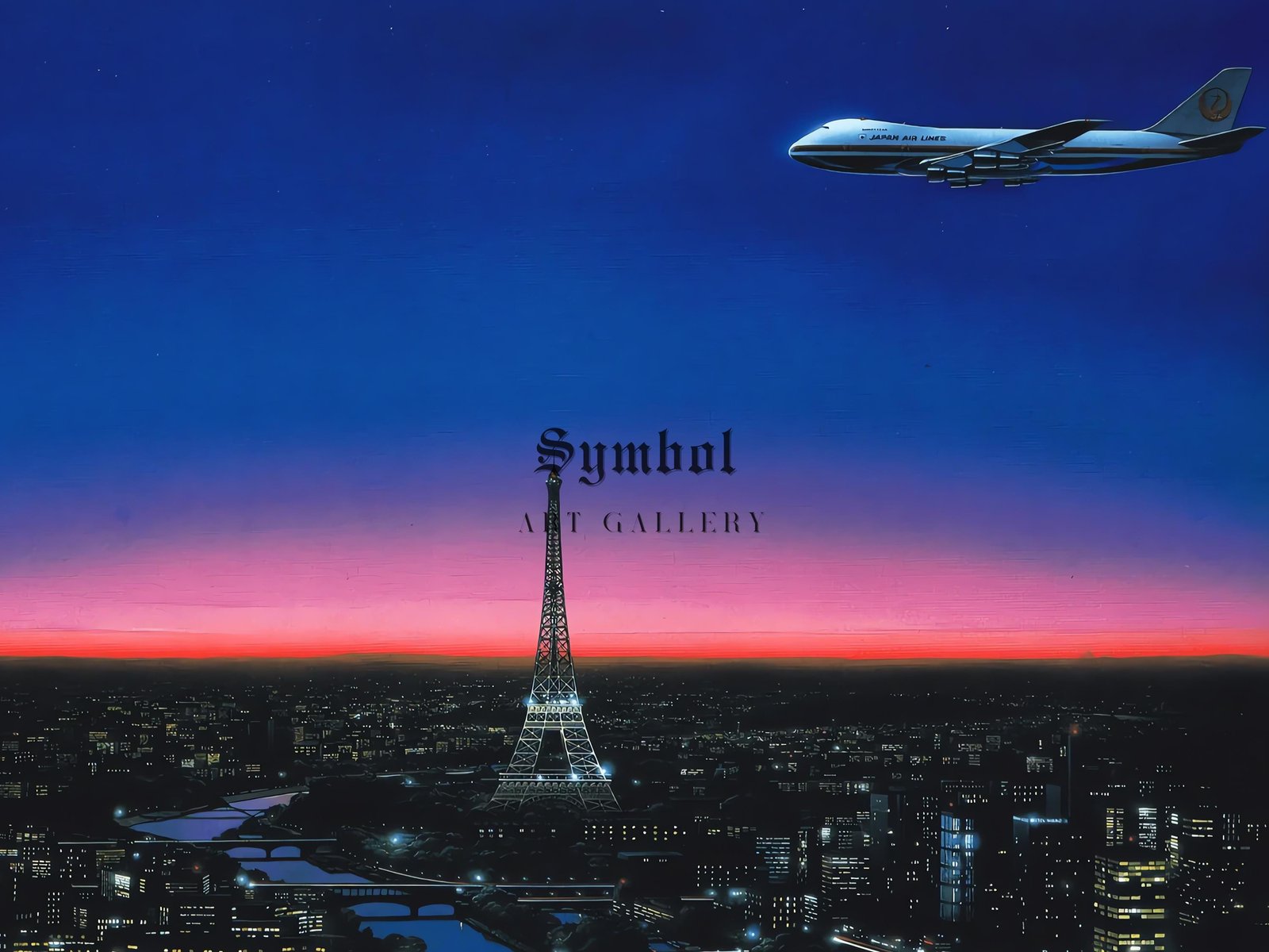The Eiffel Tower by Hiroshi Nagai, contemporary vaporwave synthwave, fine art print