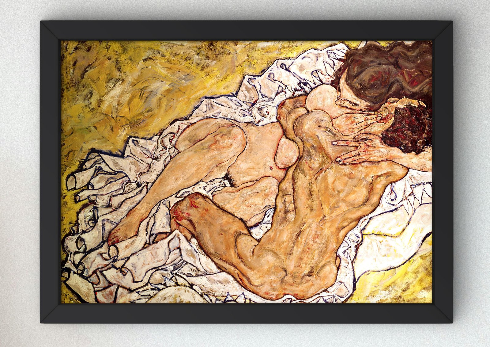 The Embrace by Egon Schiele, 1917, Expressionism, fine art print