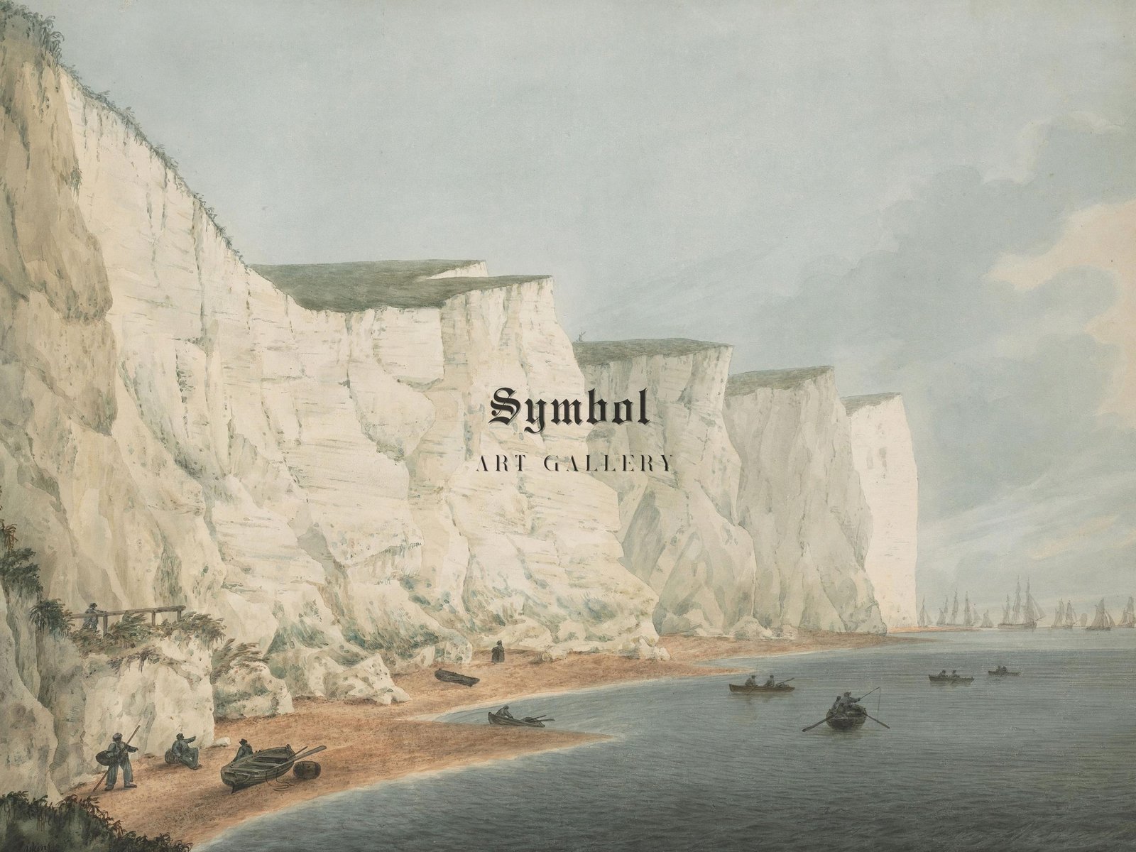 The Fleet Off the Coast Beachy Head by Samuel Atkins, 1790, Seascape and Maritime Art, fine art print