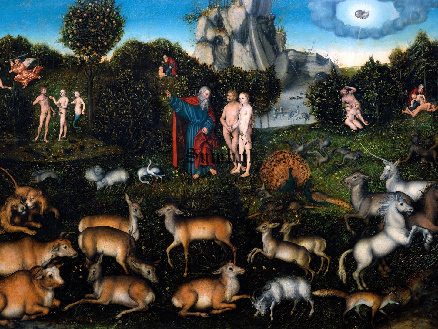 Garden of Eden by Lucas Cranach the Elder, 1530, Renaissance, fine art print