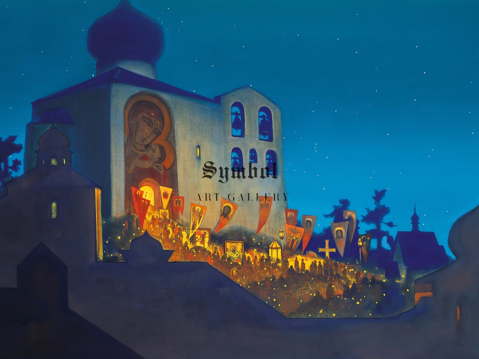 The Heavenly Forces are Serving with us invisibly Easter Night by Nicolas Roerich, 1934, Surrealism and Modern Art, fine art print