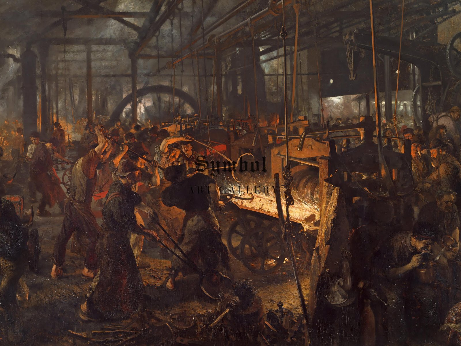 The Iron Rolling Mill by Adolf Menzel, 1872, Realism and Naturalism, fine art print