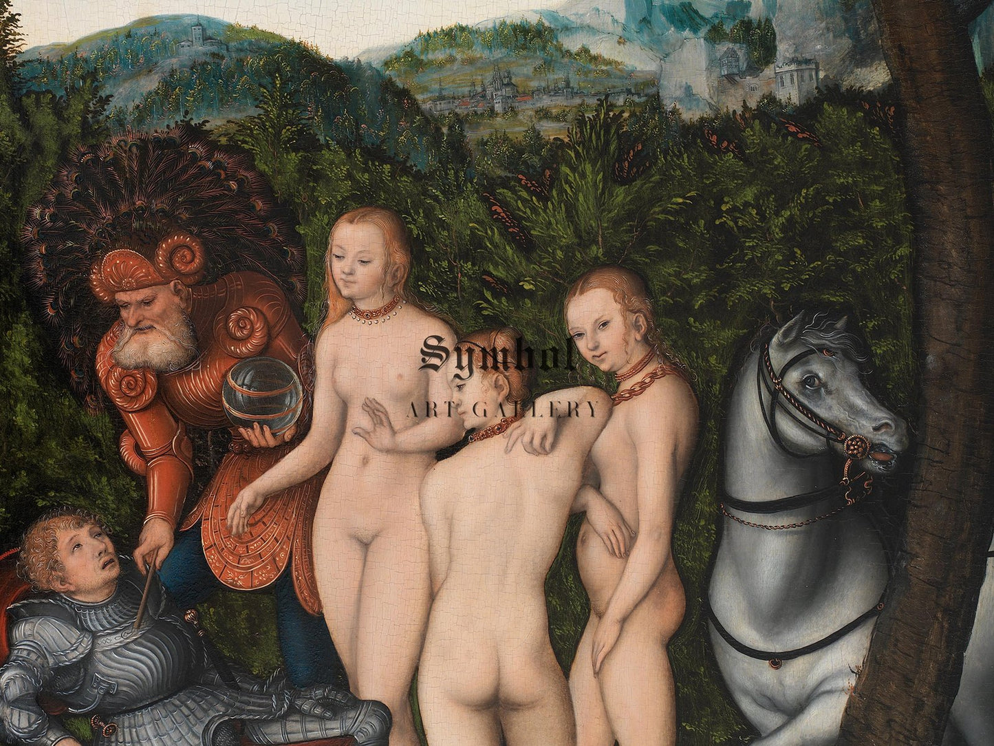 The Judgement of Paris by Lucas Cranach the Elder, 1527, Renaissance, fine art print