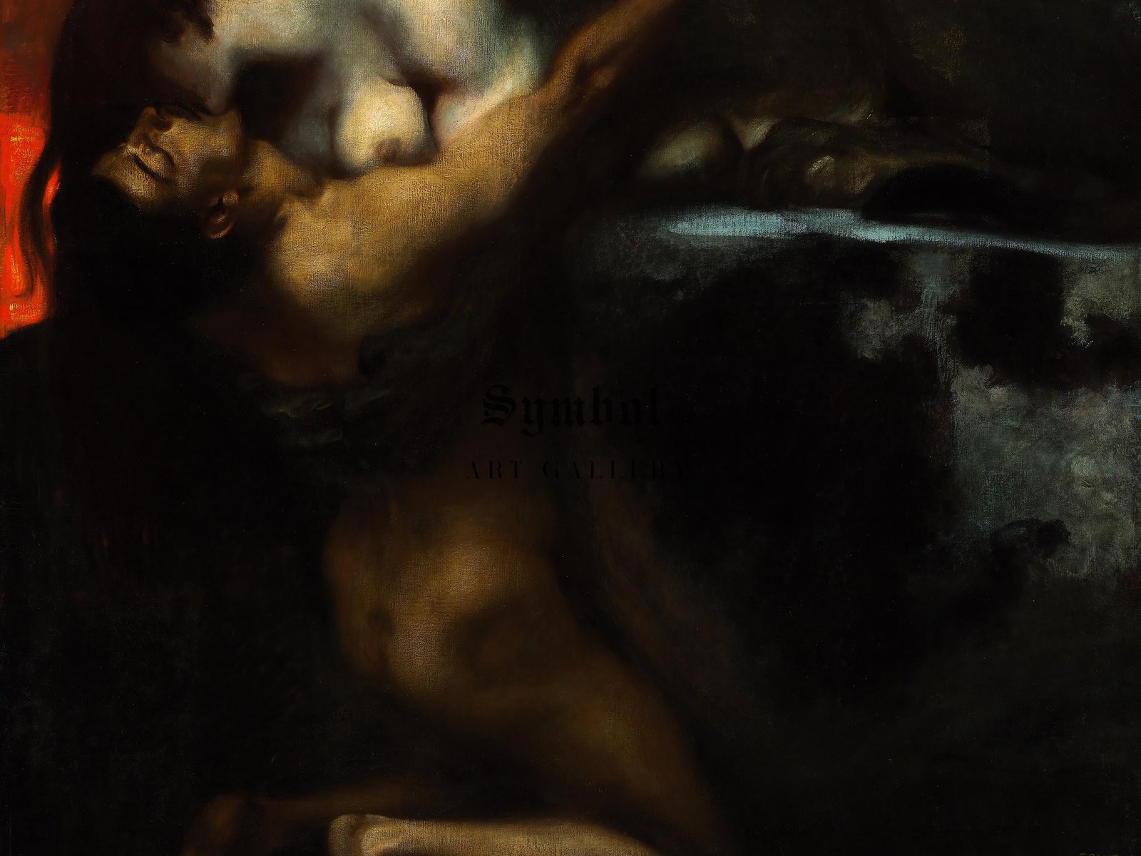 The Kiss of the Sphinx by Franz von Stuck, 1895, Art Nouveau and Belle Époque, fine art print