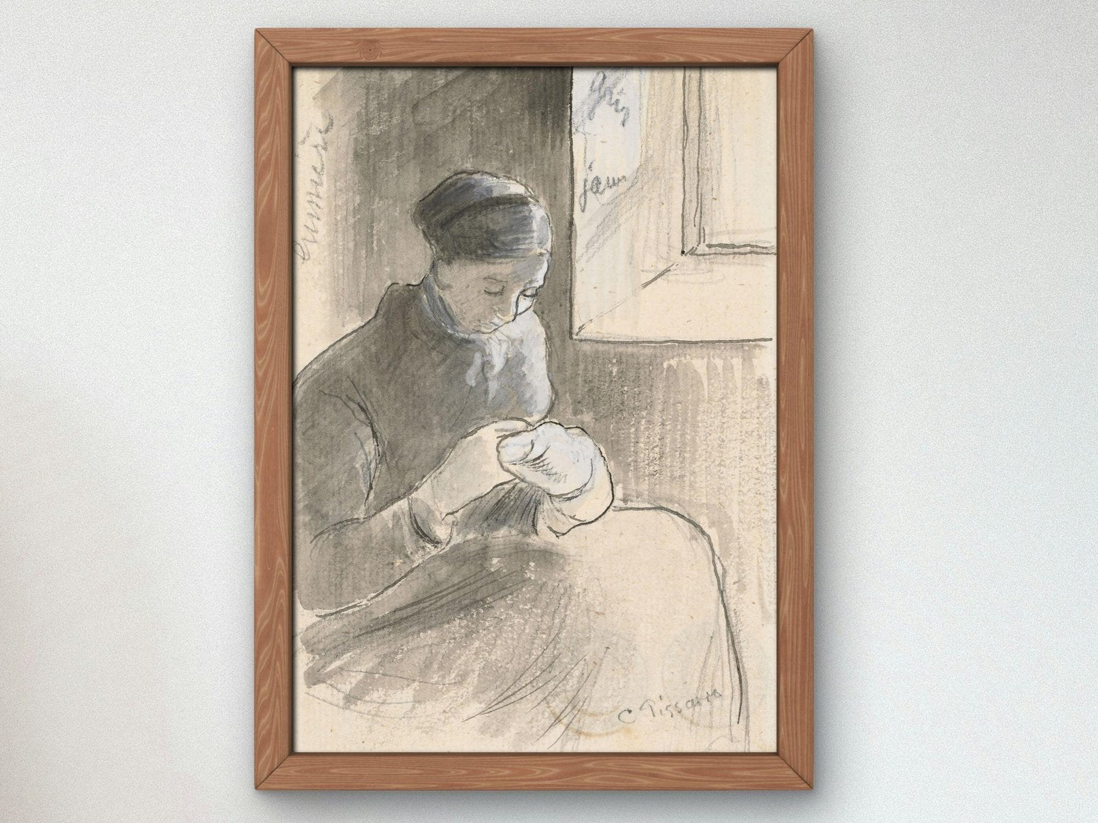 The Mender by Camille Pissarro, 1881, Impressionism, fine art print