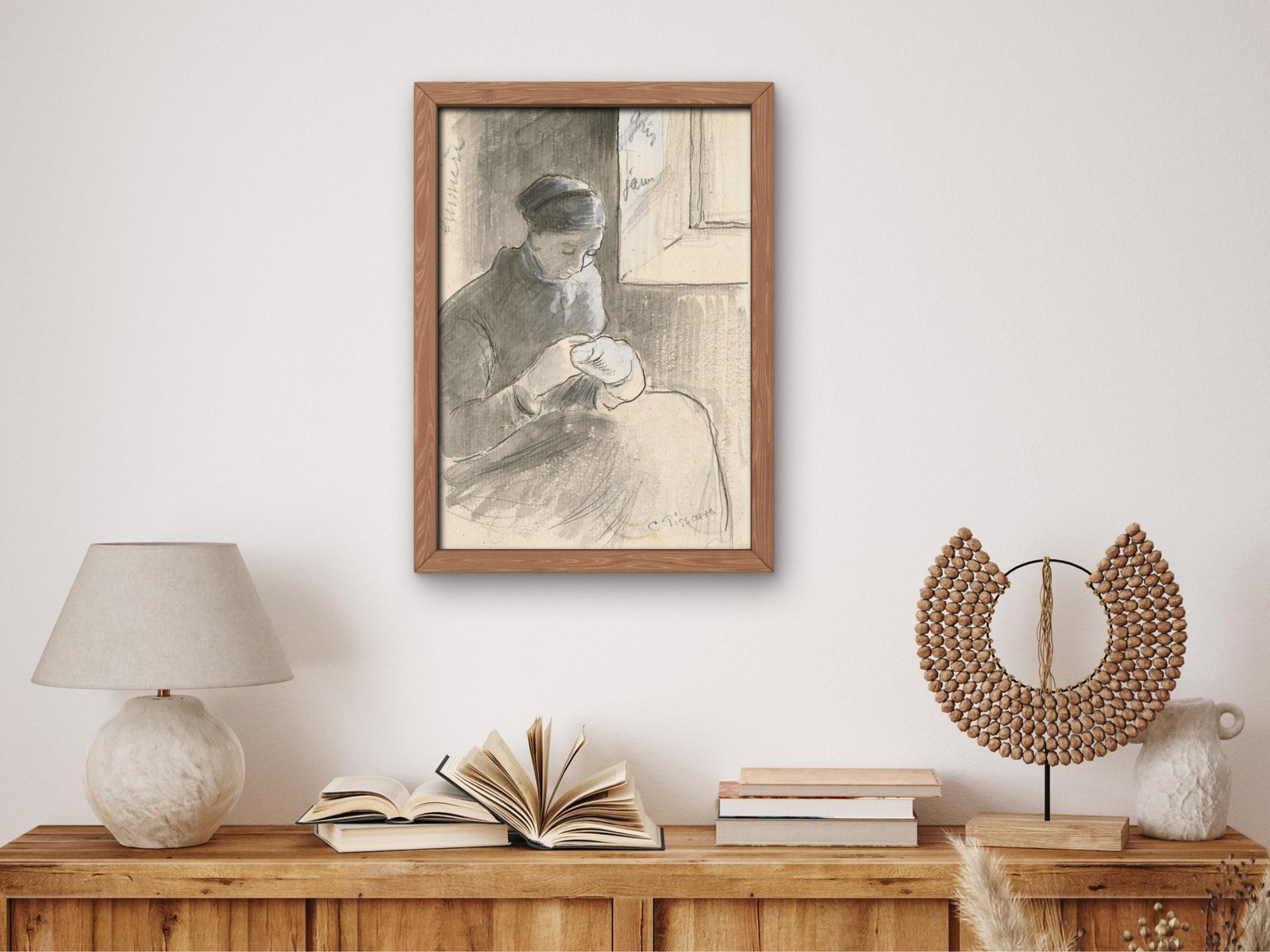The Mender by Camille Pissarro, 1881, Impressionism, fine art print