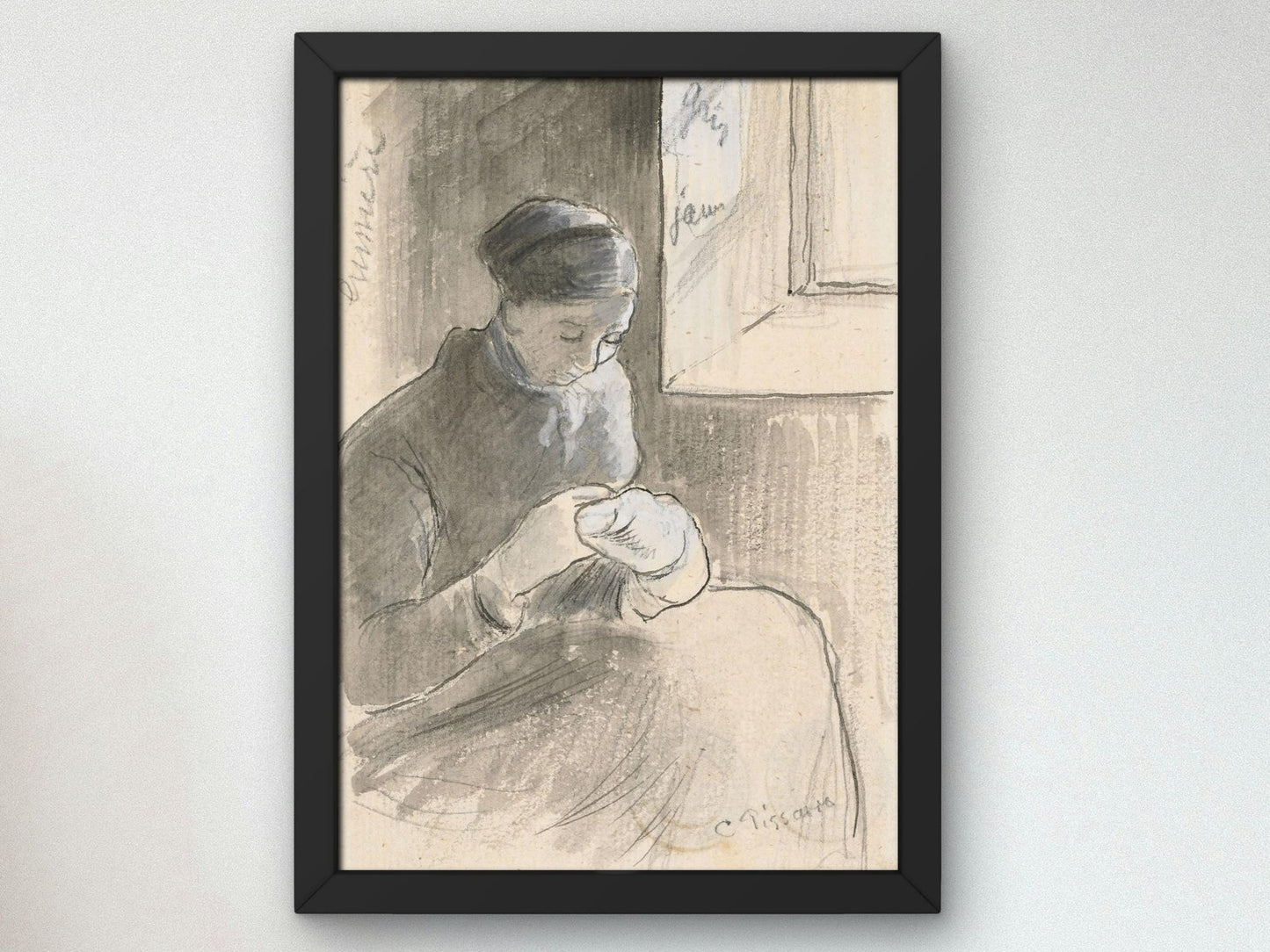 The Mender by Camille Pissarro, 1881, Impressionism, fine art print
