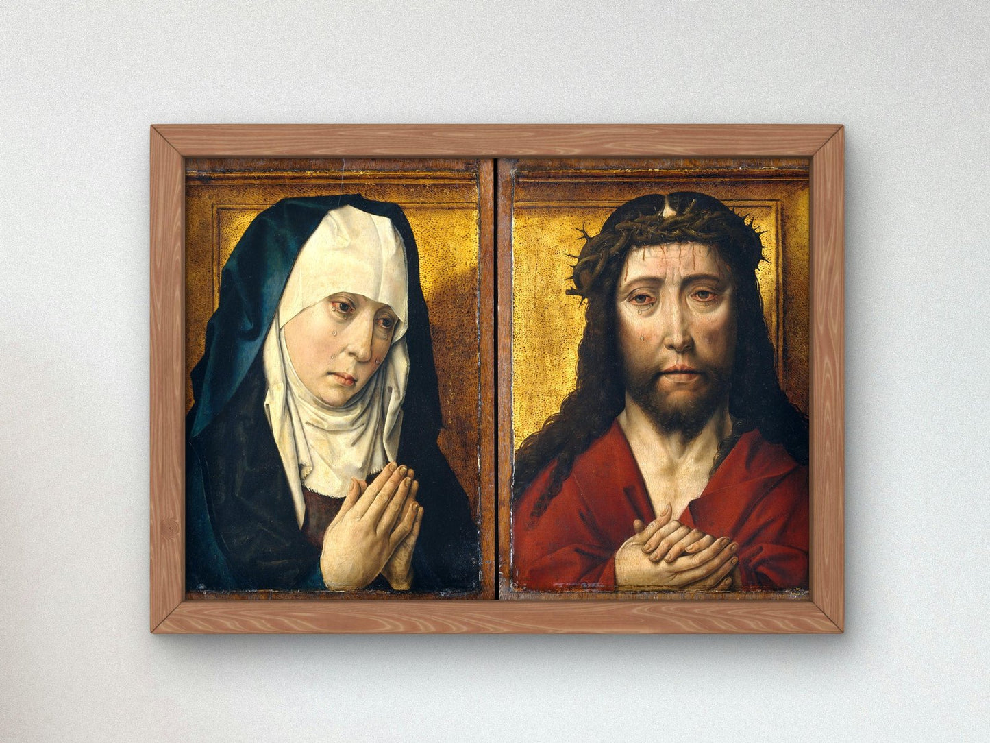 Mourning Virgin and Christ Crowned with Thorns Diptych by Dieric Bouts, 1480, Renaissance, fine art print