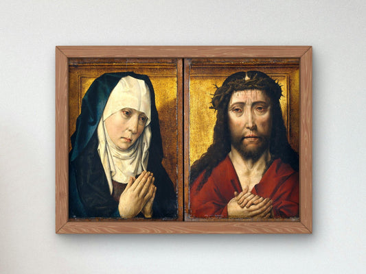 Mourning Virgin and Christ Crowned with Thorns Diptych by Dieric Bouts, 1480, Renaissance, fine art print