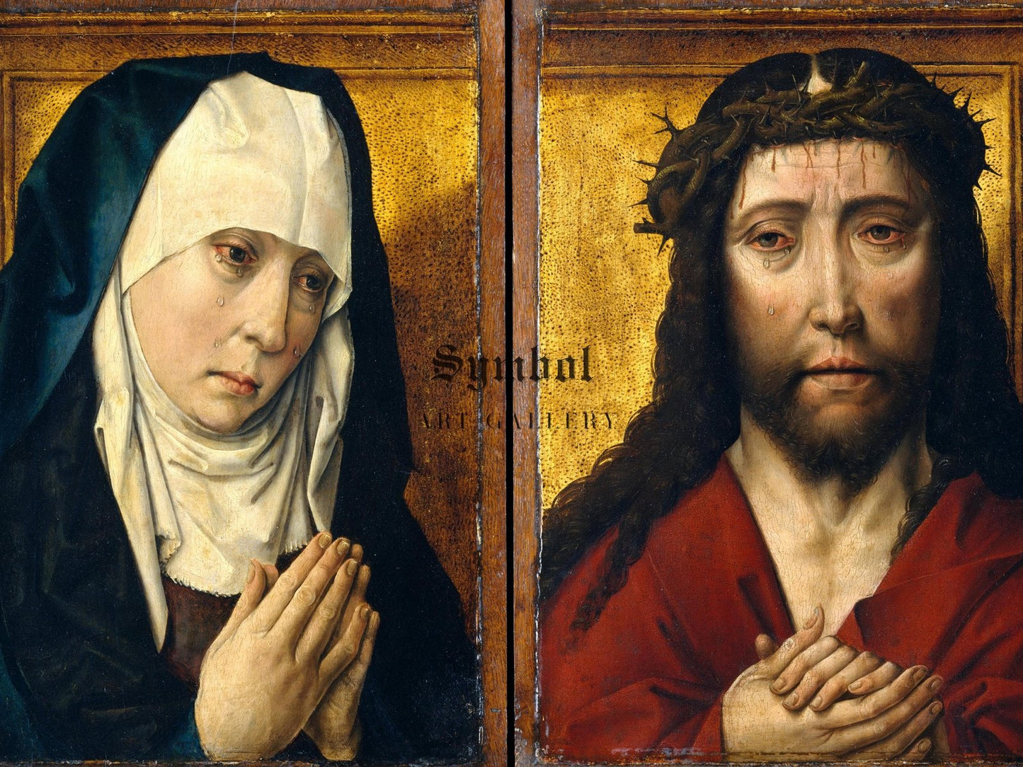 Mourning Virgin and Christ Crowned with Thorns Diptych by Dieric Bouts, 1480, Renaissance, fine art print