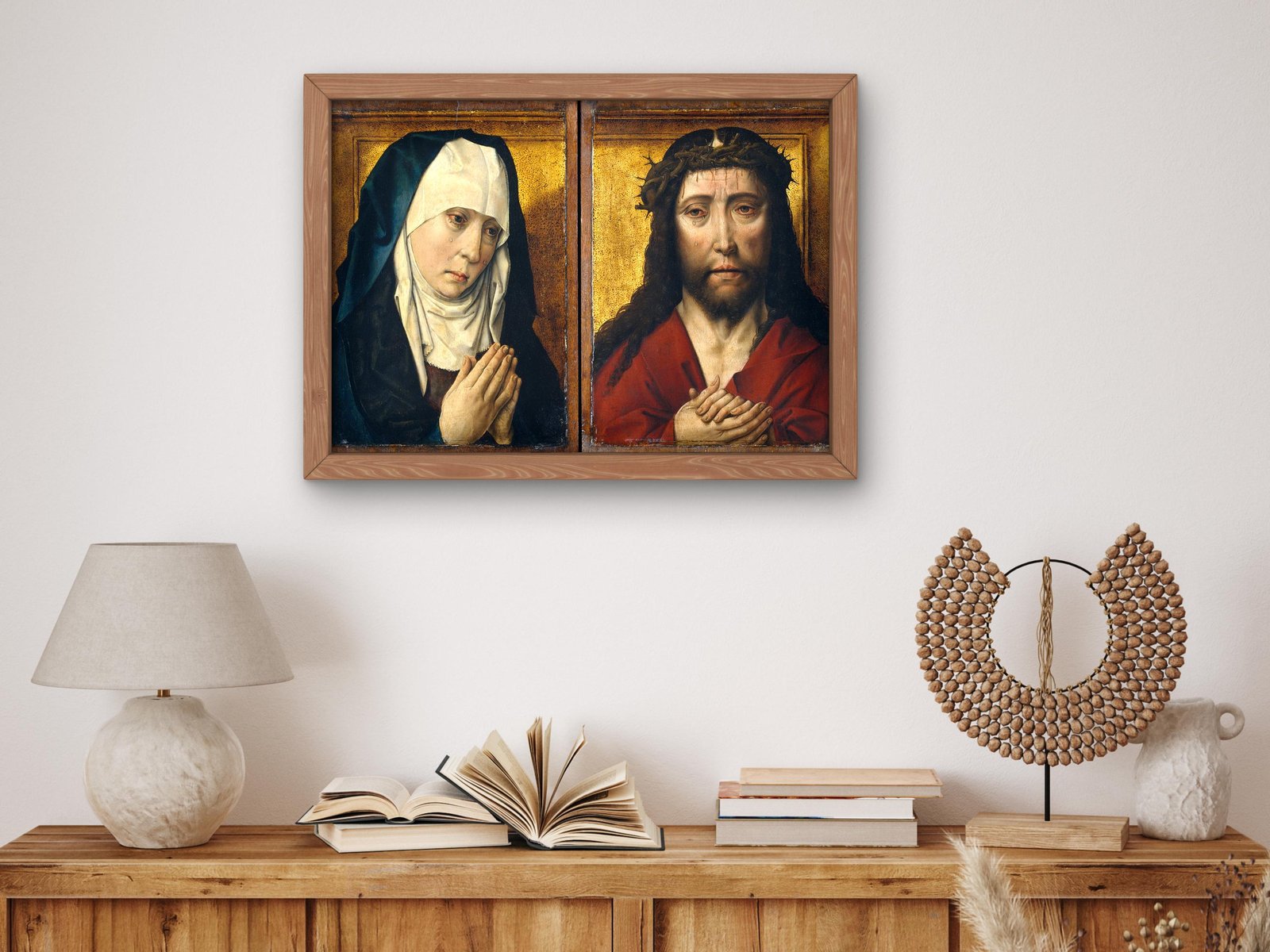 Mourning Virgin and Christ Crowned with Thorns Diptych by Dieric Bouts, 1480, Renaissance, fine art print