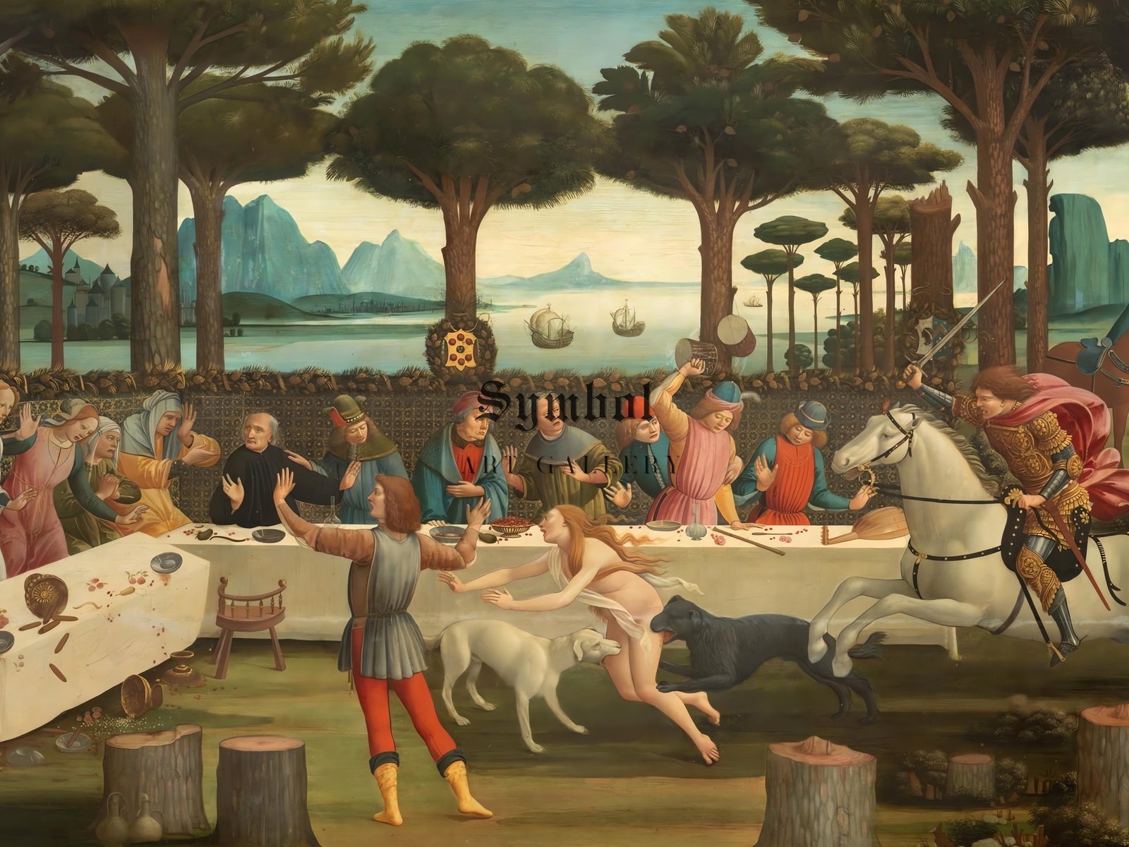 The Story of Nastagio degli Onesti by Sandro Botticelli, 1483, Renaissance, fine art print