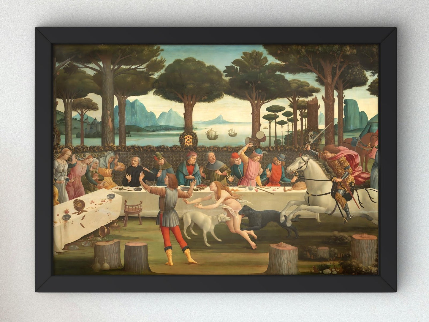 The Story of Nastagio degli Onesti by Sandro Botticelli, 1483, Renaissance, fine art print