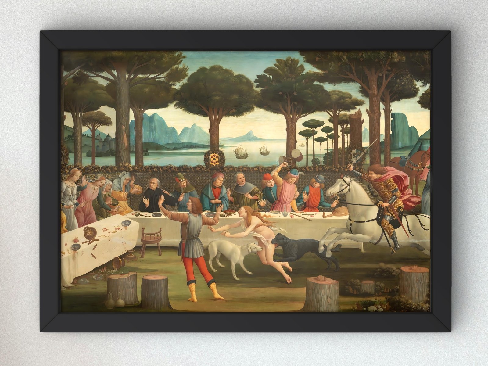 The Story of Nastagio degli Onesti by Sandro Botticelli, 1483, Renaissance, fine art print
